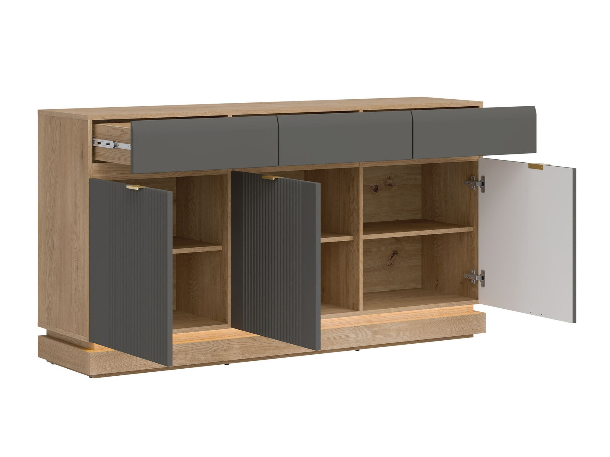 Kommode Teselbu 104 (Grau + Eiche)