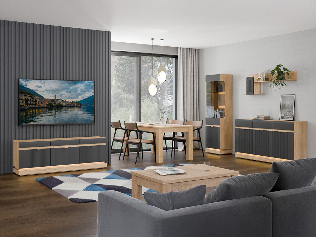 Regal Teselbu 109 (Anthrazit + Eichenholzoptik)