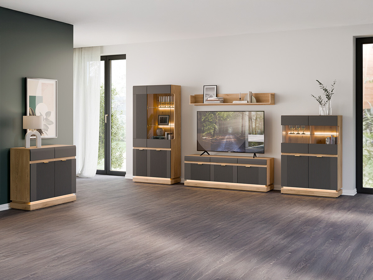 Regal Teselbu 111 (Grau + Eiche)