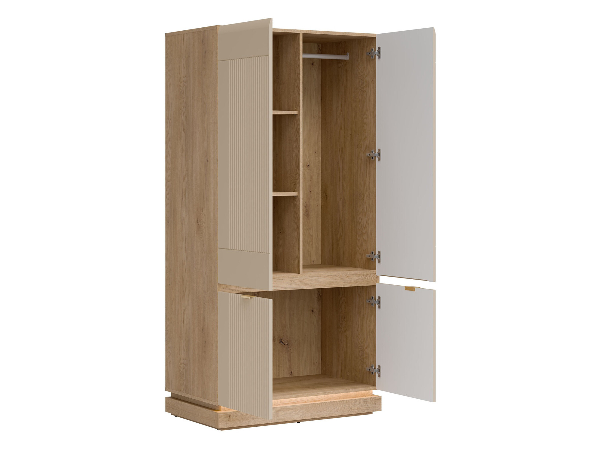 Kleiderschrank Teselbu 113 (Kaschmir + Eiche)
