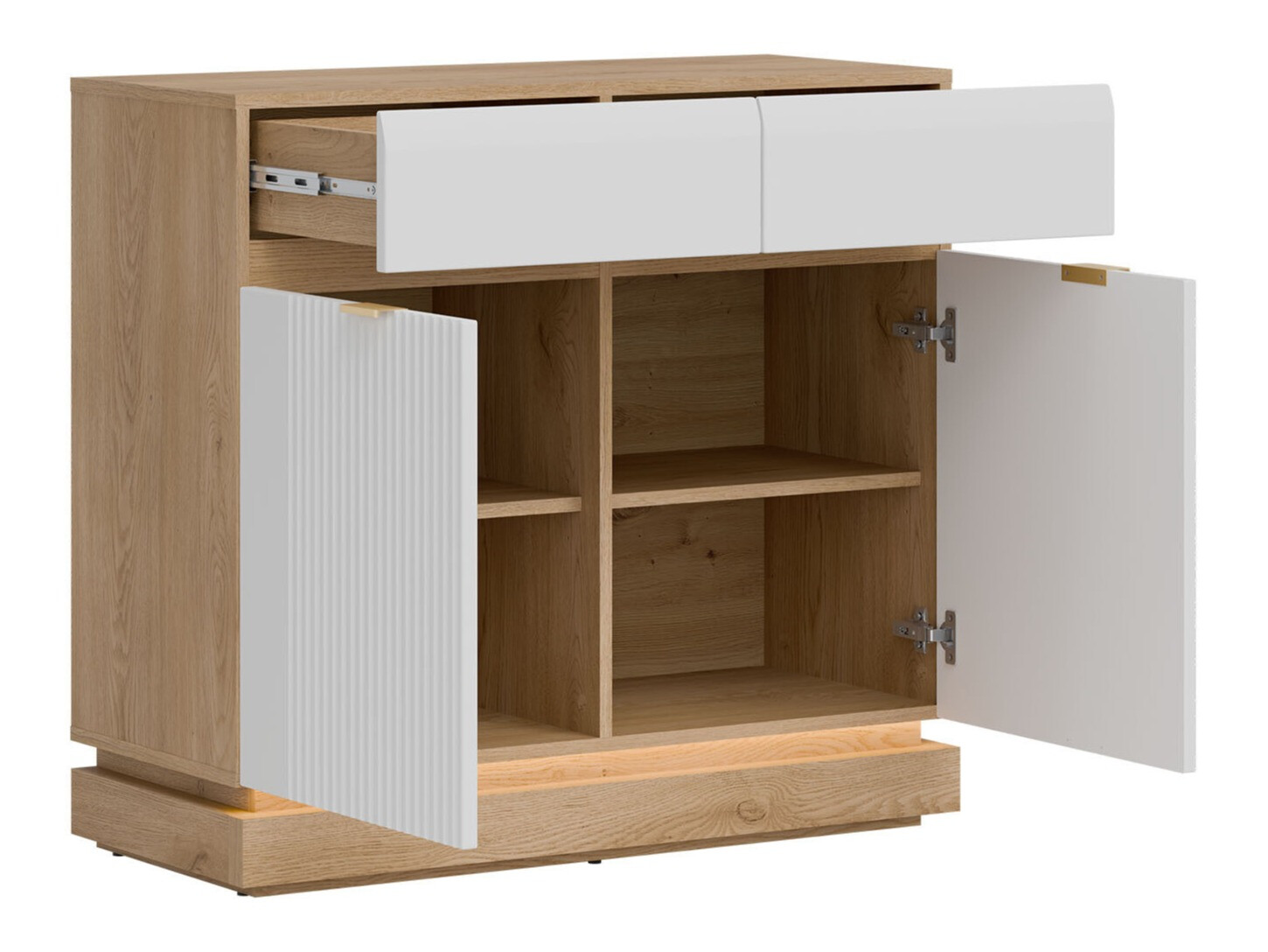 Schlafzimmer-Set Teselbu 117 (Weiss + Eiche)