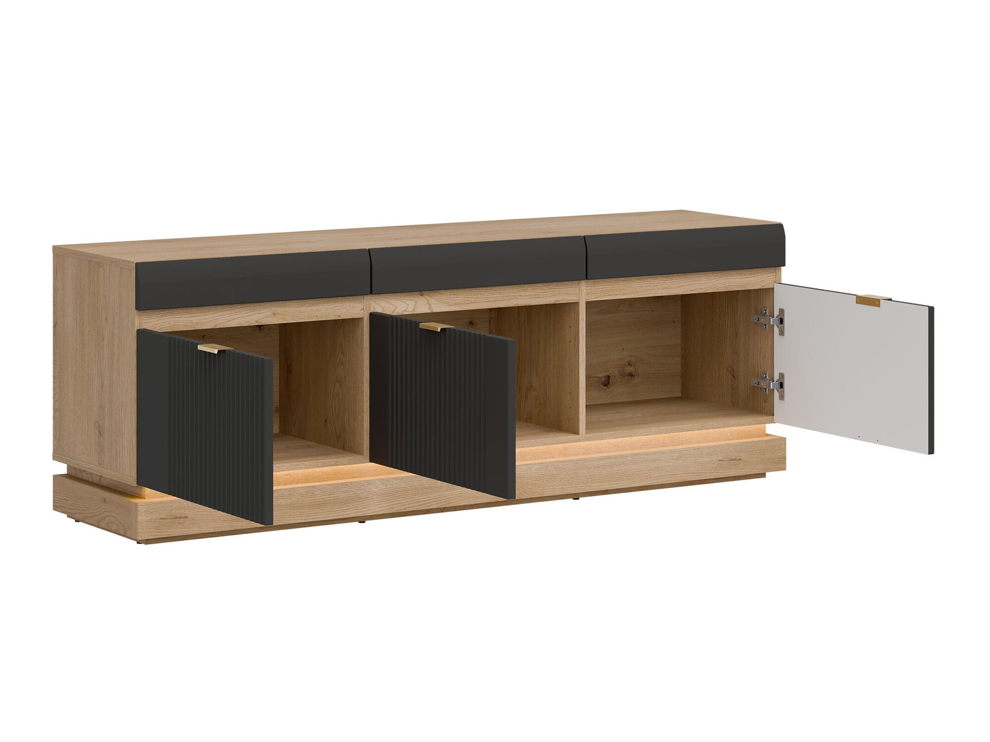 Wohnzimmer-Set Teselbu 116 (Anthrazit + Eiche)