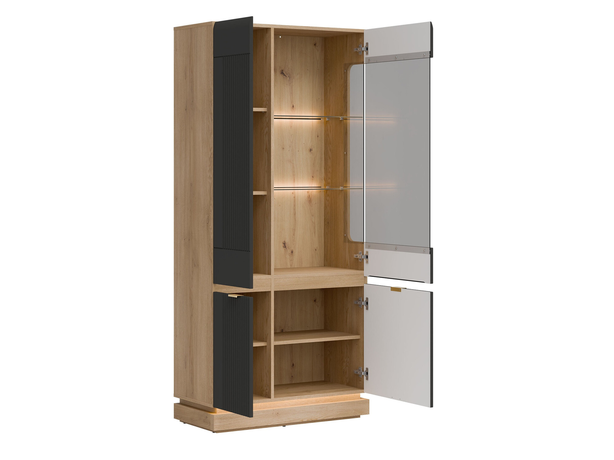 Wohnzimmer-Set Teselbu 116 (Anthrazit + Eiche)