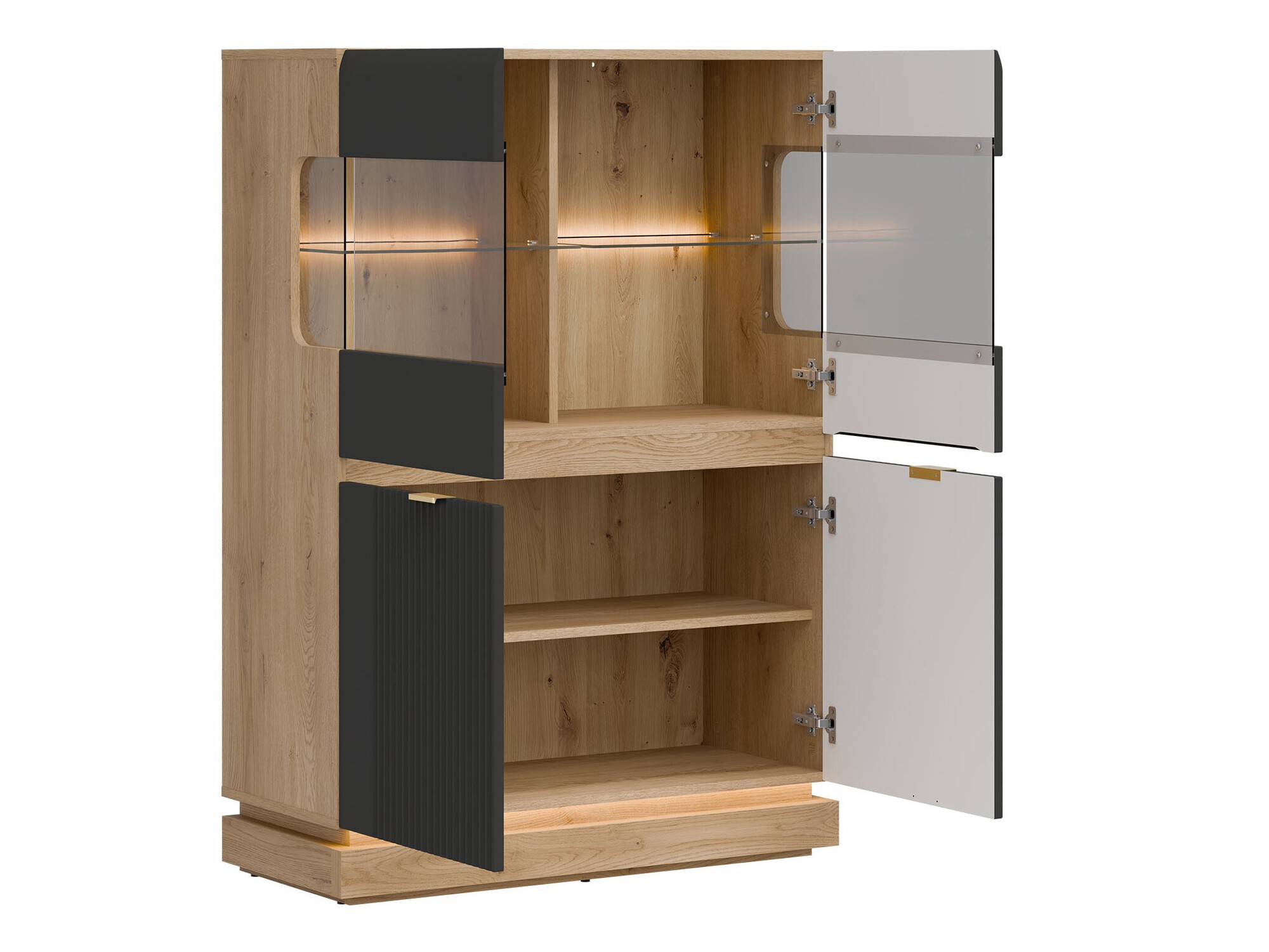 Wohnzimmer-Set Teselbu 116 (Anthrazit + Eiche)