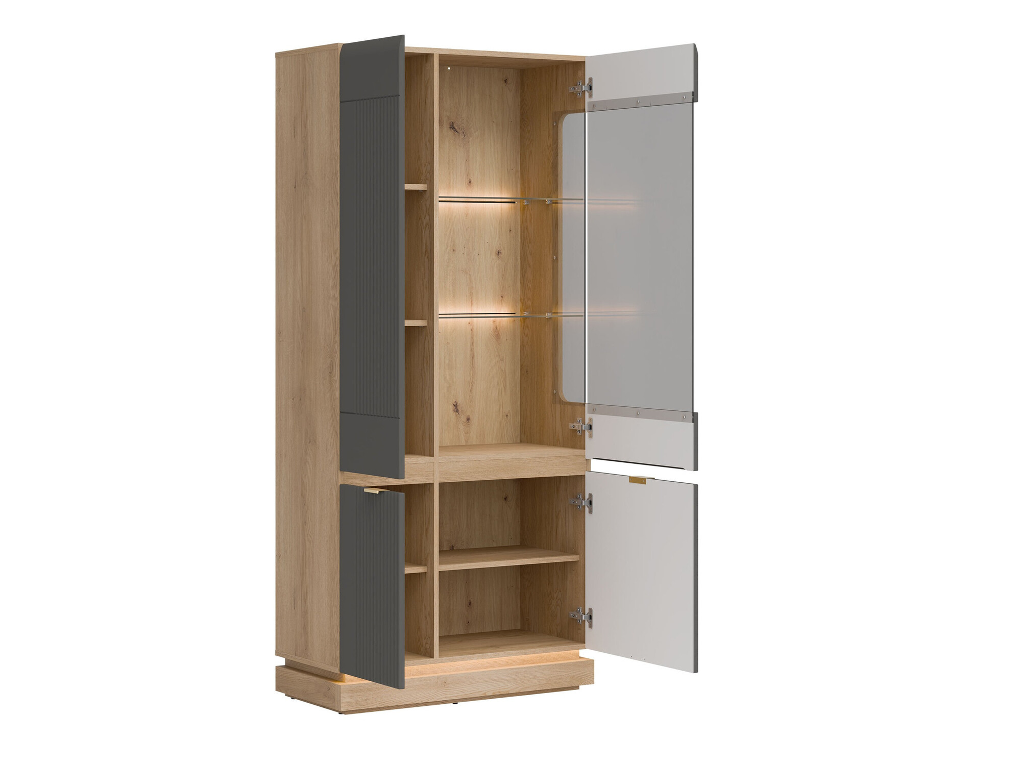 Wohnzimmer-Set Teselbu 116 (Grau + Eiche)