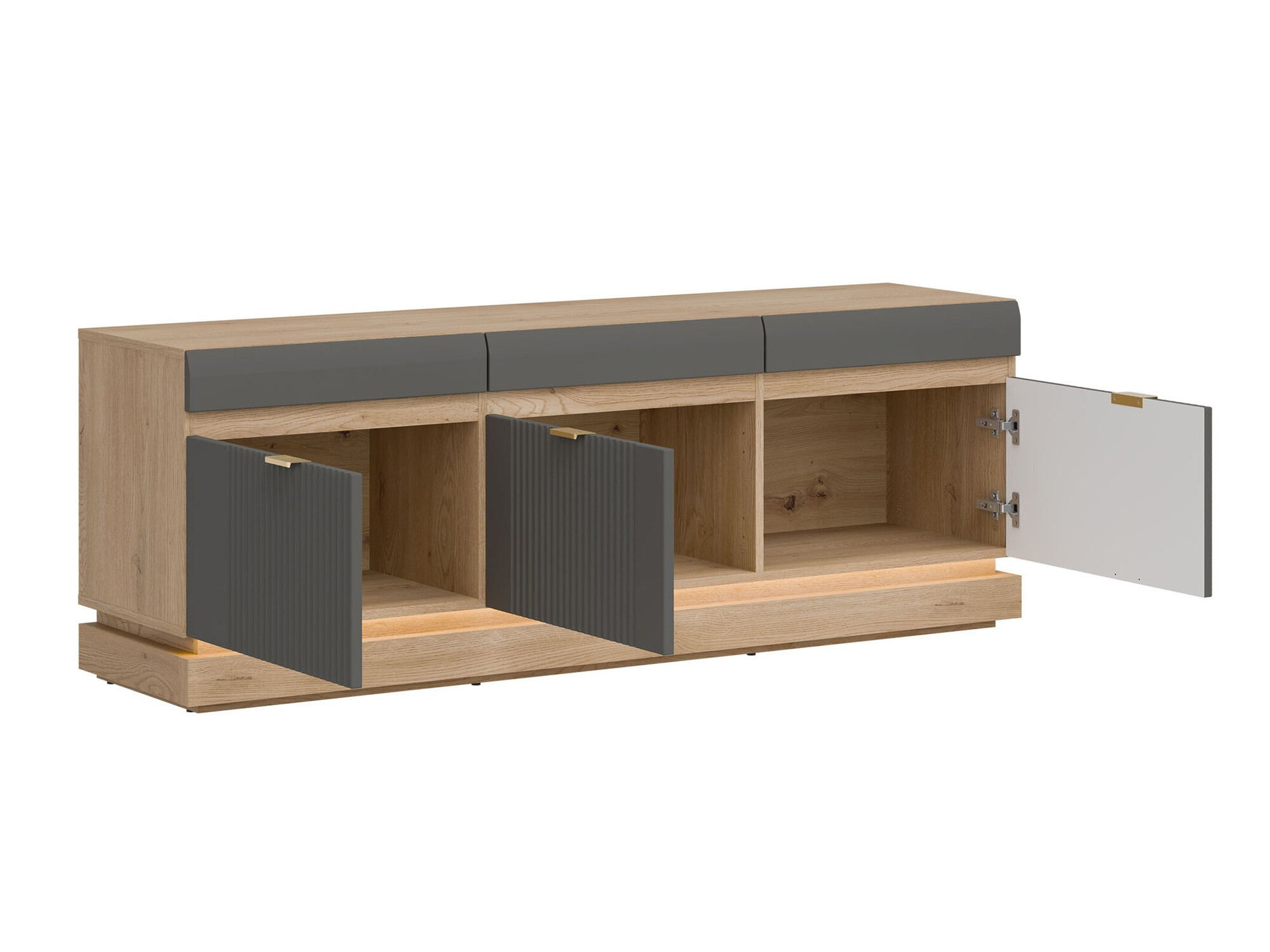 Wohnzimmer-Set Teselbu 116 (Grau + Eiche)