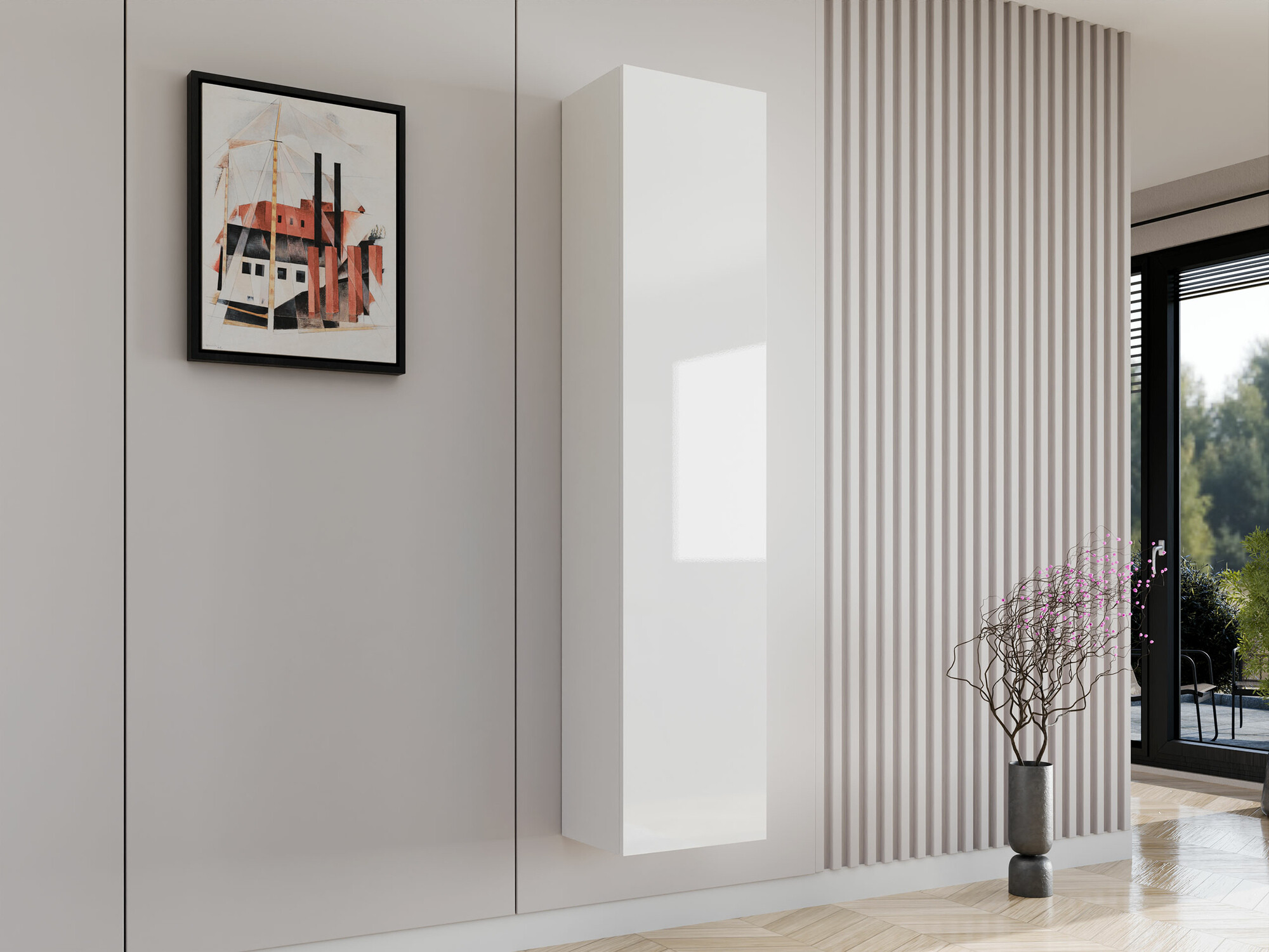 Wandregal Vilrin II (Weiss + Weiss glänzend)