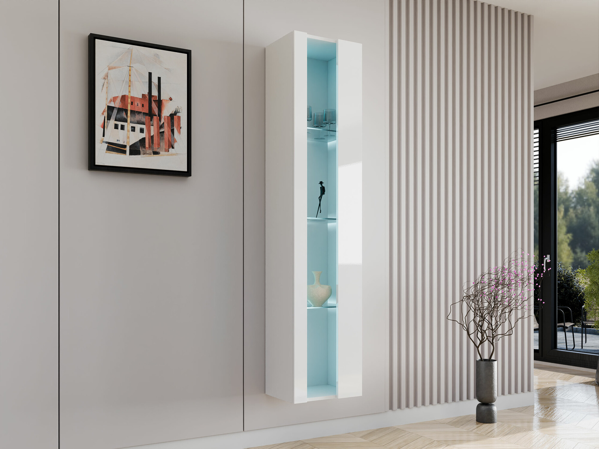 Wandregal Vilrin V (Weiss + Weiss glänzend)