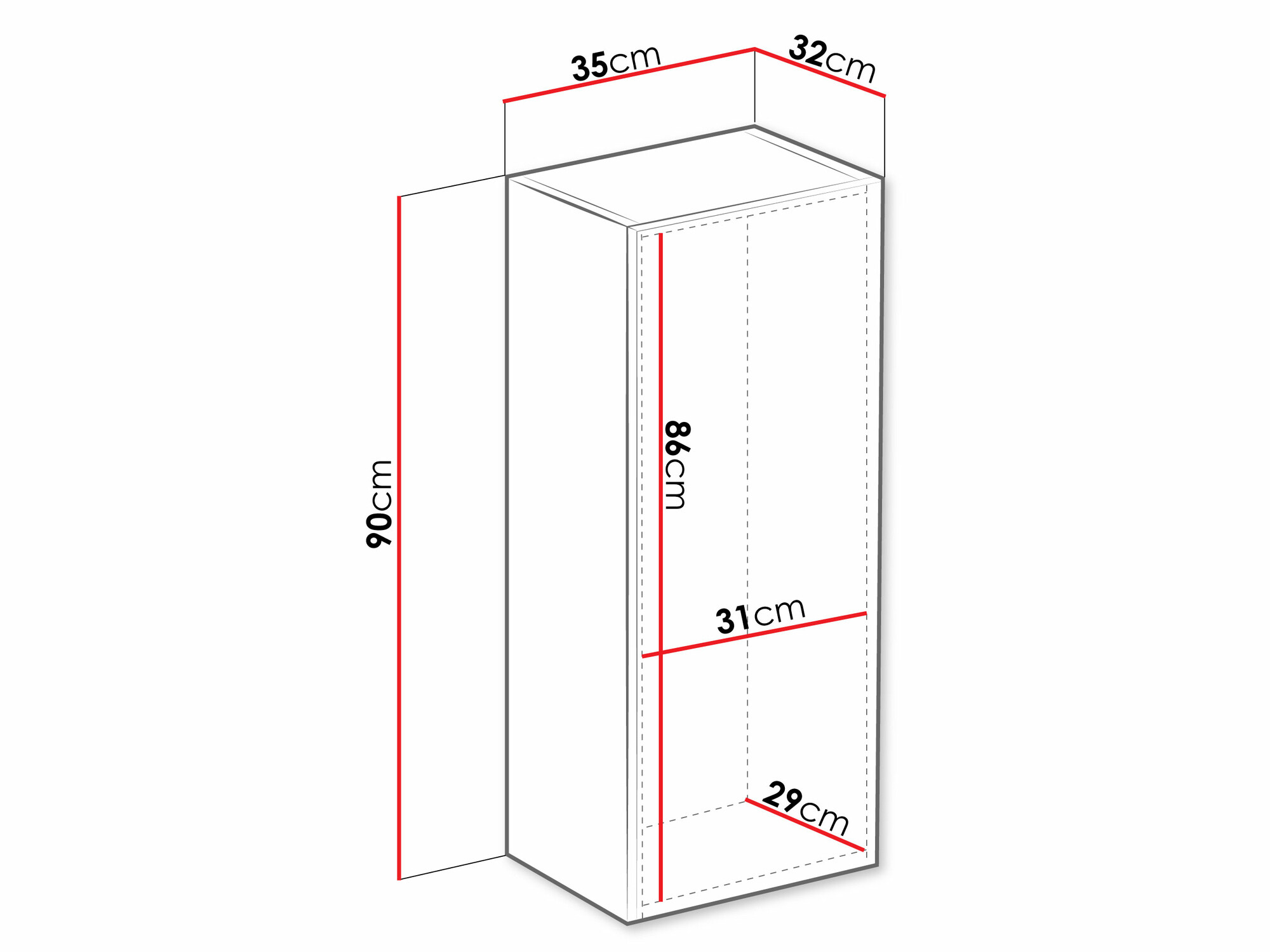 Hängeschrank Vilrin VI (Weiss + Weiss glänzend)
