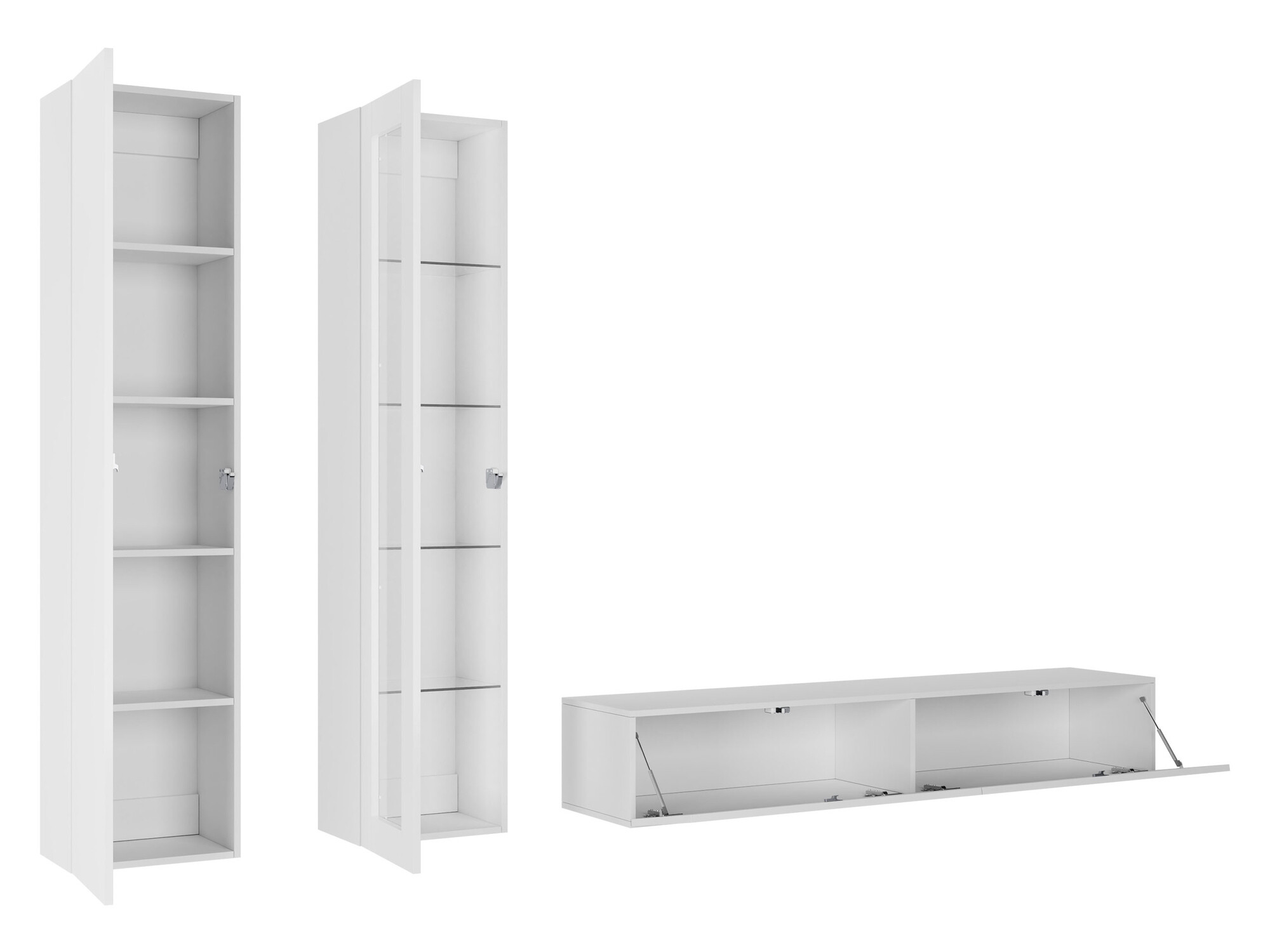 Wohnzimmer-Set Vilrin I (Weiss + Weiss glänzend)