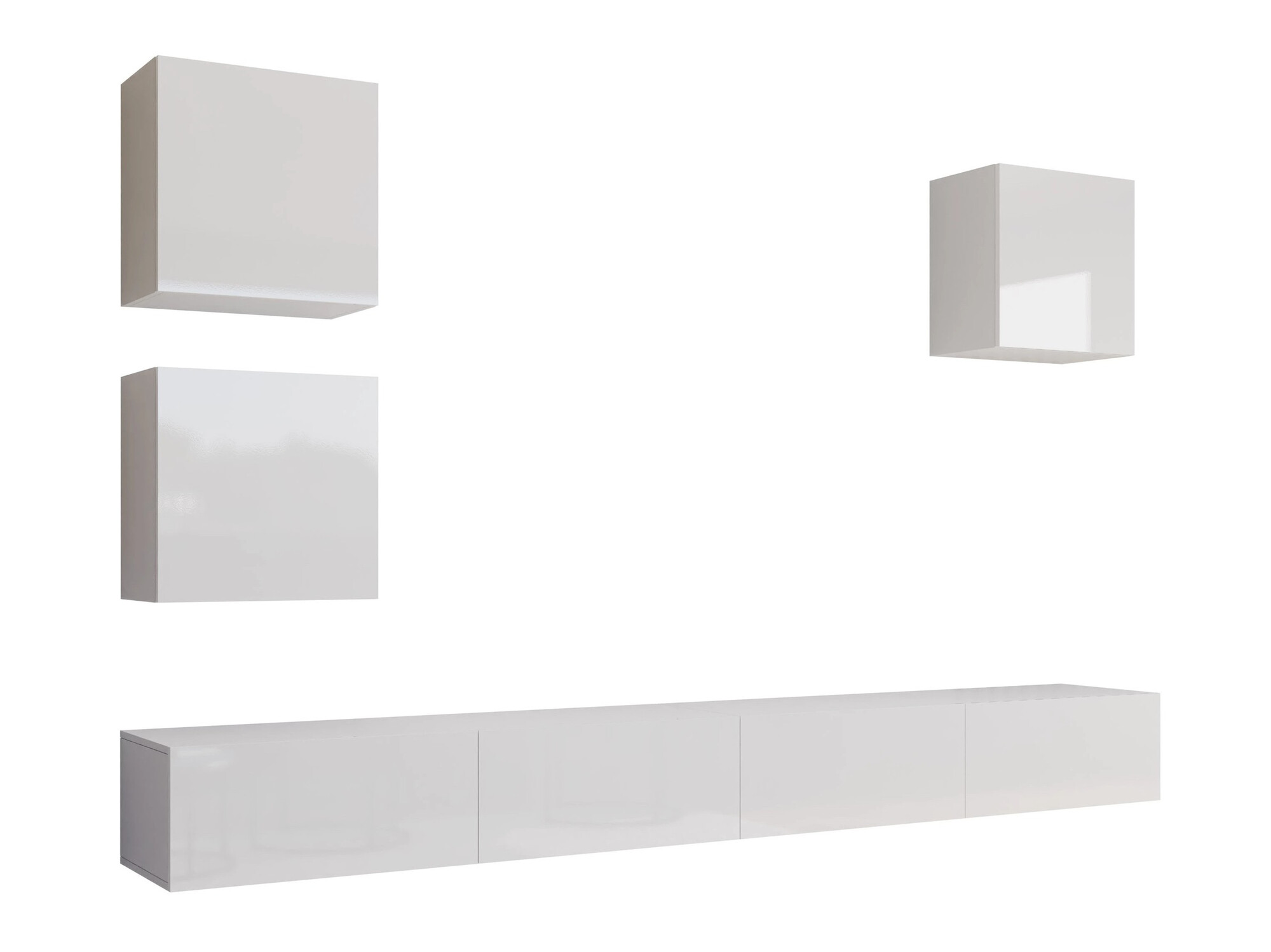 Wohnzimmer-Set Vilrin III (Weiss + Weiss glänzend)