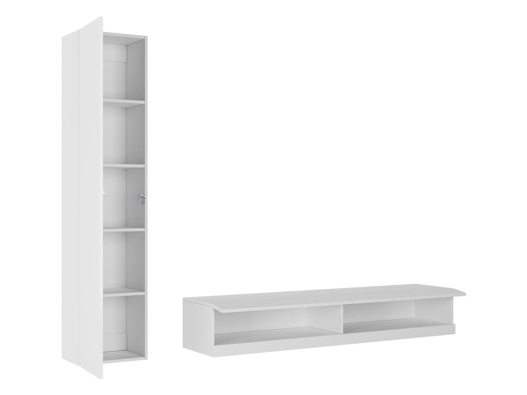Wohnzimmer-Sets Venenou 114 (Weiss + Weiss glänzend)
