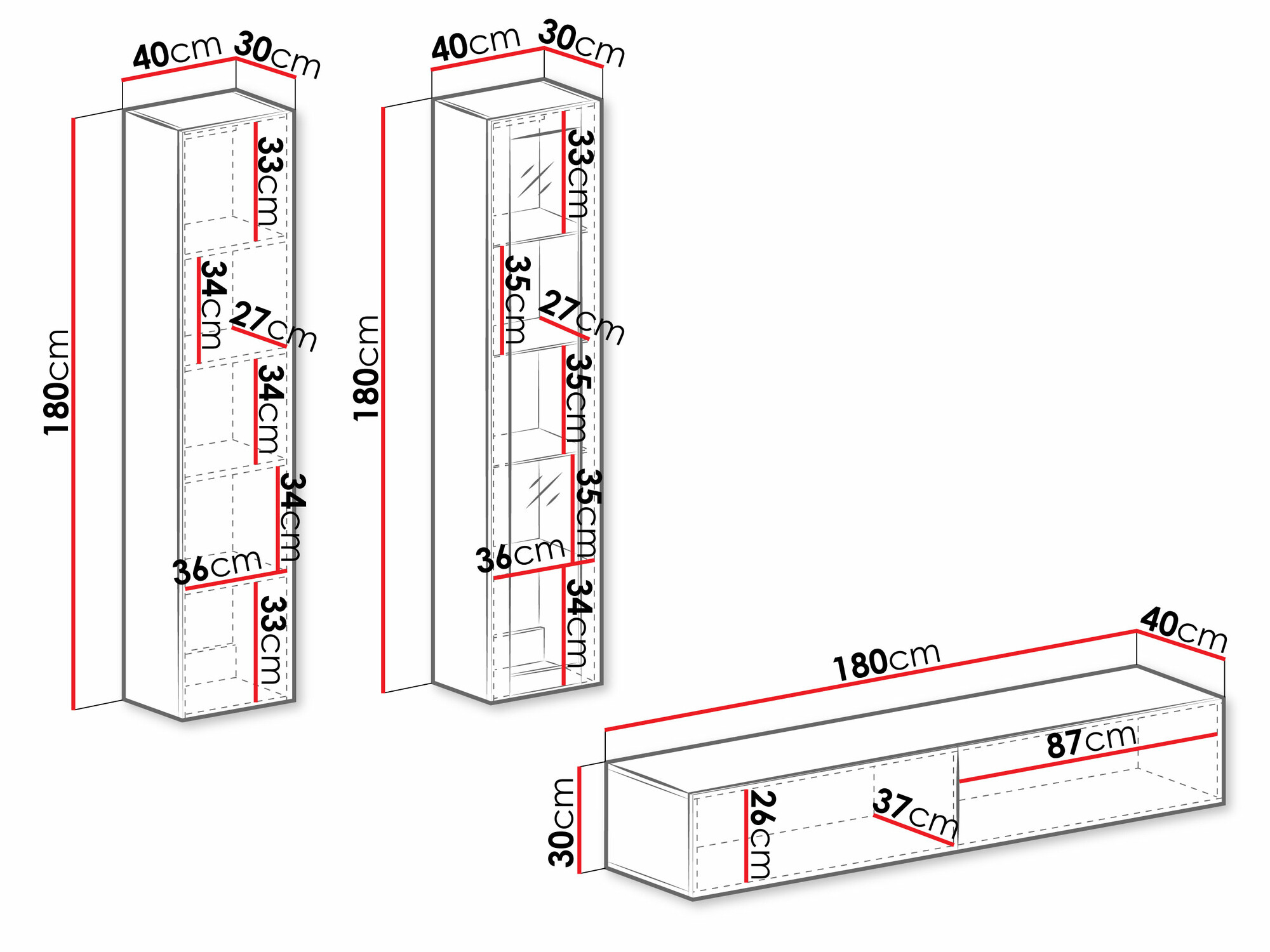 Wohnzimmer-Sets Vilrin I (Weiss + Weiss glänzend)