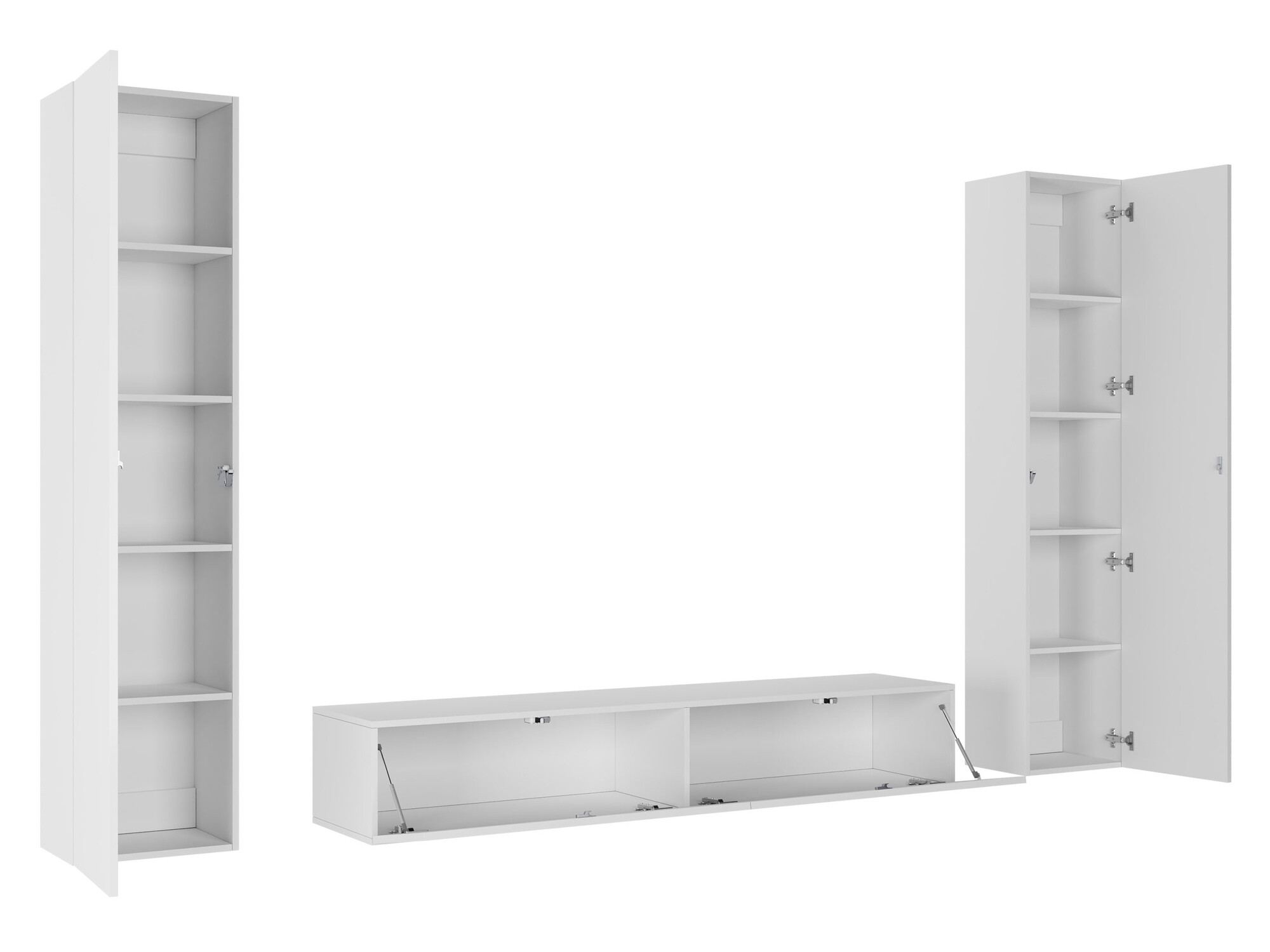 Wohnzimmer-Sets Vilrin II (Weiss + Weiss glänzend)