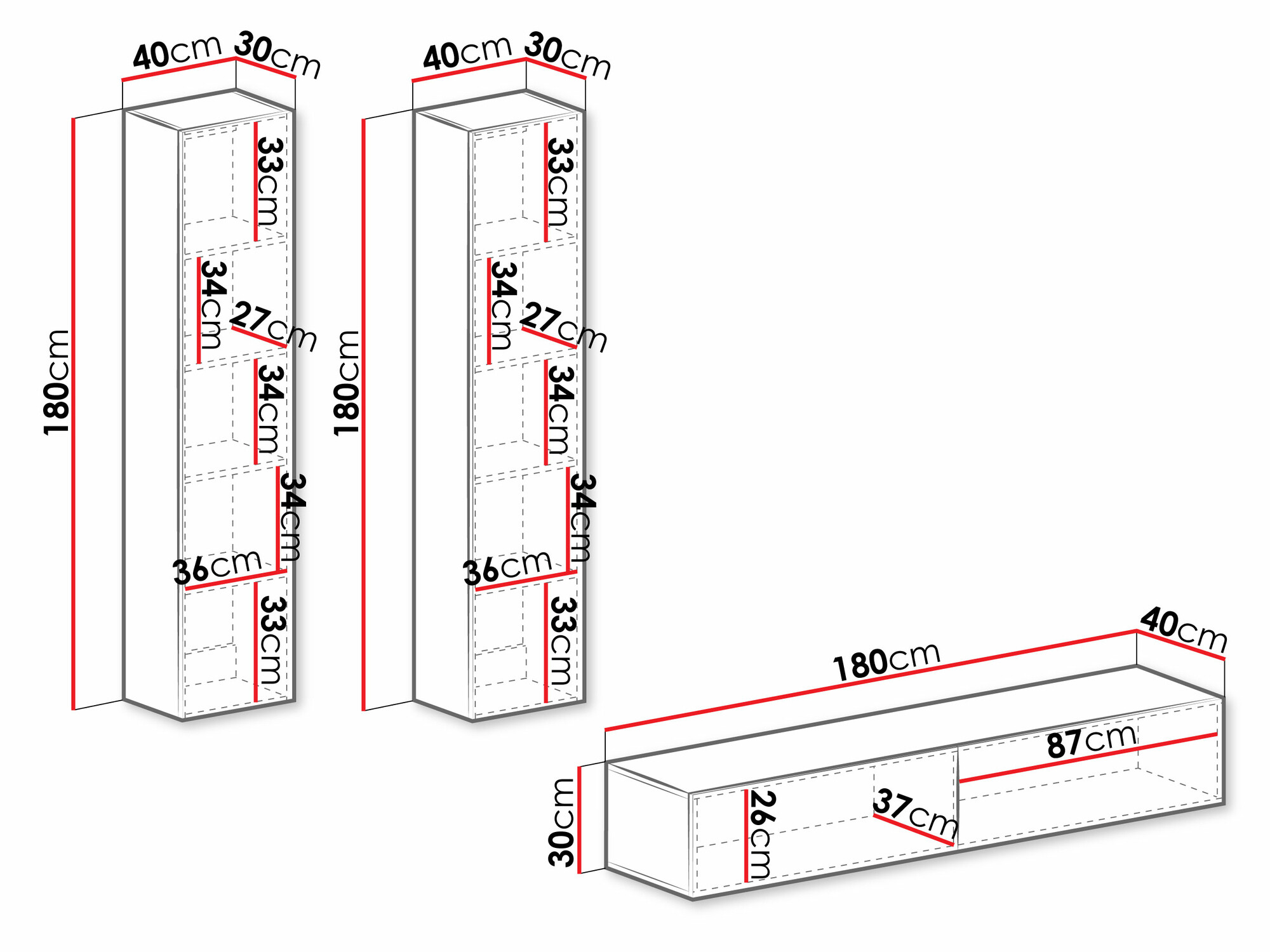 Wohnzimmer-Sets Vilrin II (Weiss + Weiss glänzend)