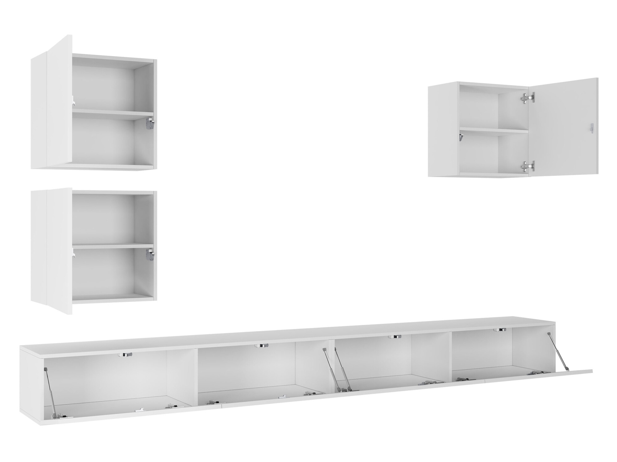 Wohnzimmer-Sets Vilrin III (Weiss + Weiss glänzend)