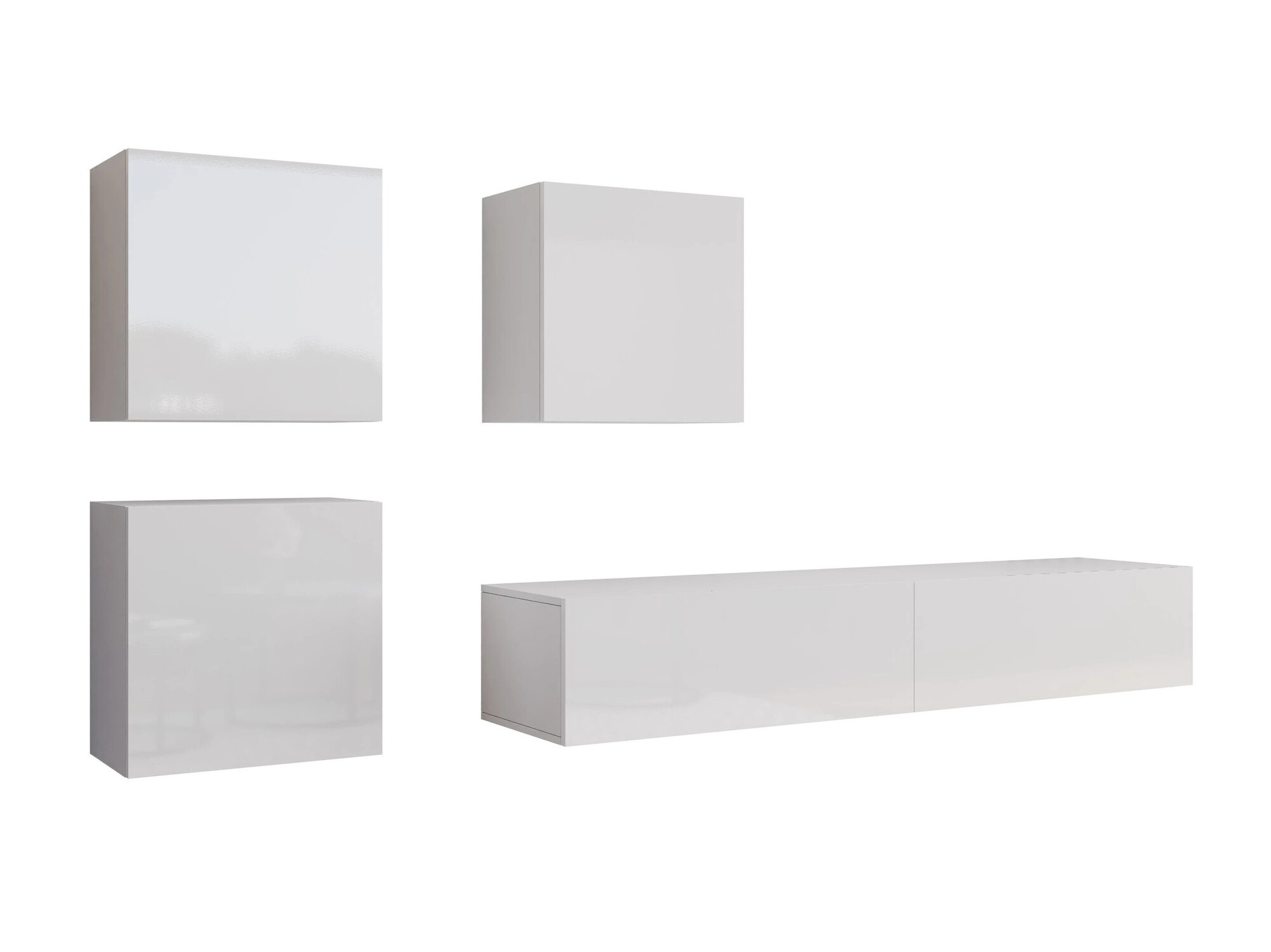 Wohnzimmer-Sets Vilrin IV (Weiss + Weiss glänzend)