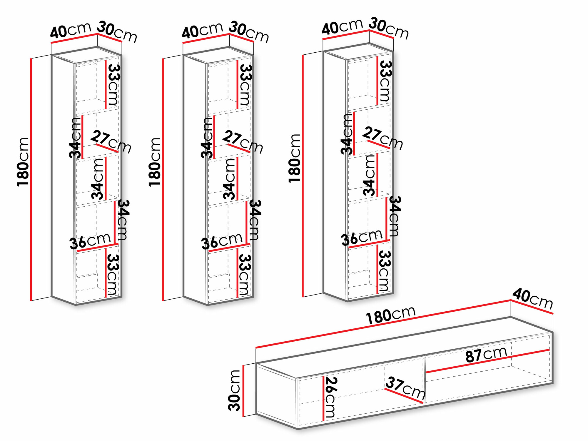 Wohnzimmer-Sets Vilrin (Weiss + Weiss glänzend)