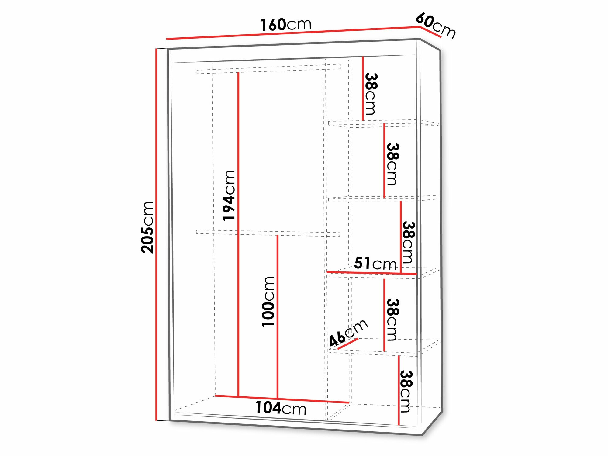 Kleiderschrank Apopka 103 (Weiss)