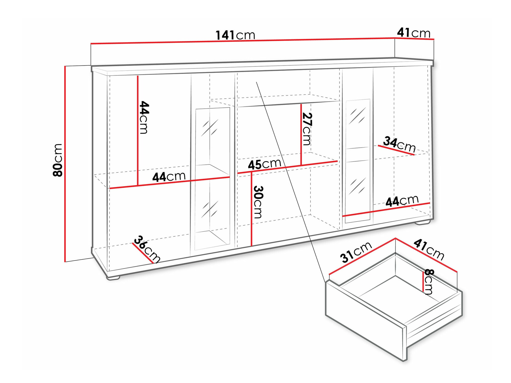 Kommoden Genio (Walnussholzoptik)