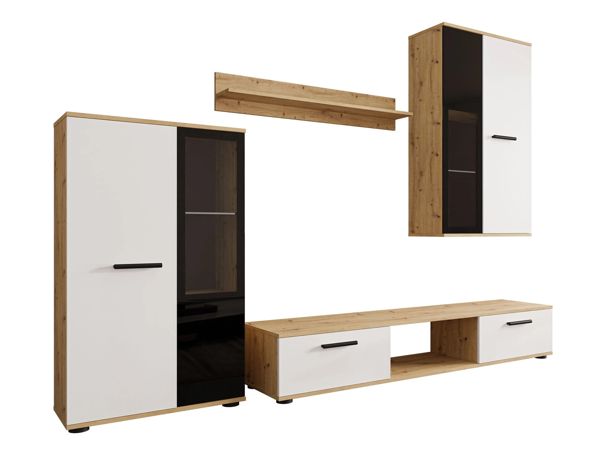 Wohnzimmer-Sets Genio (Artisan Eichenholzoptik + Weiss)