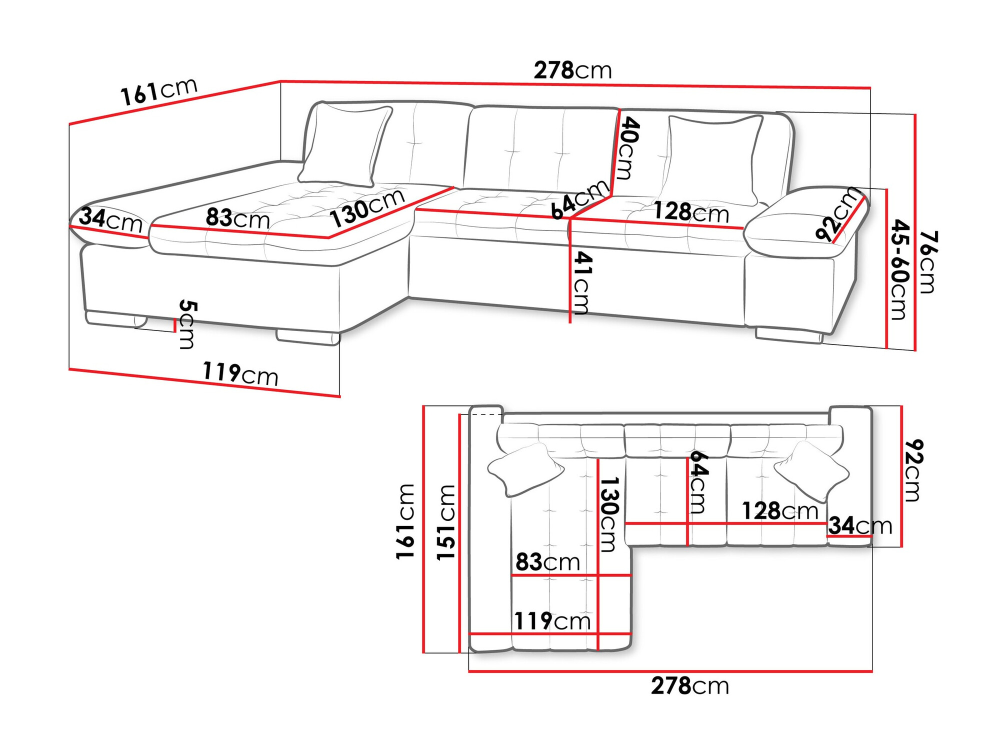 Ecksofa Comfivo Serenitas (Lux 06 + Lux 05)