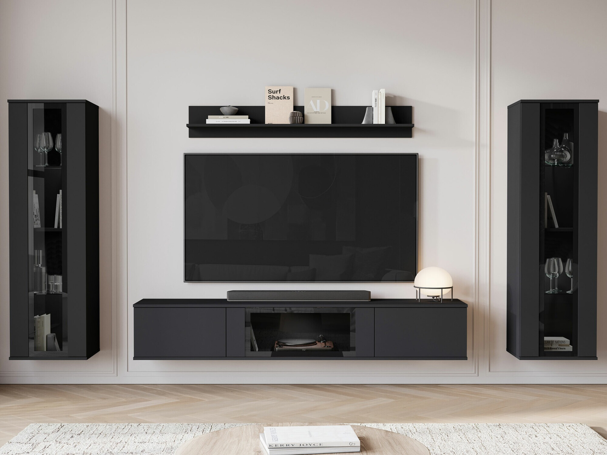 Wohnzimmer-Set Torcame 103 (Schwarz)