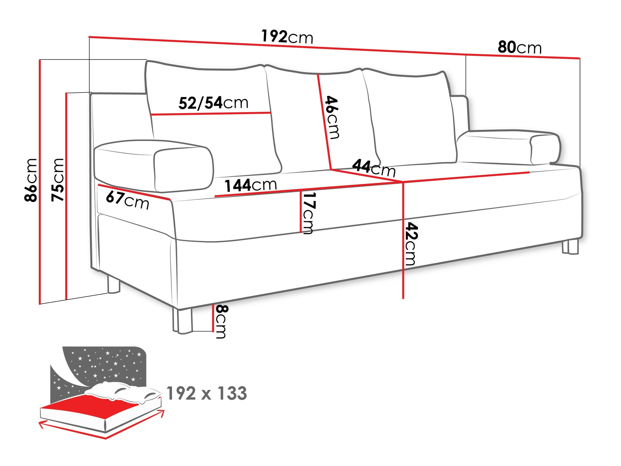 Schlafsofa Comfivo 125 (Alova 68 + Alova 07)