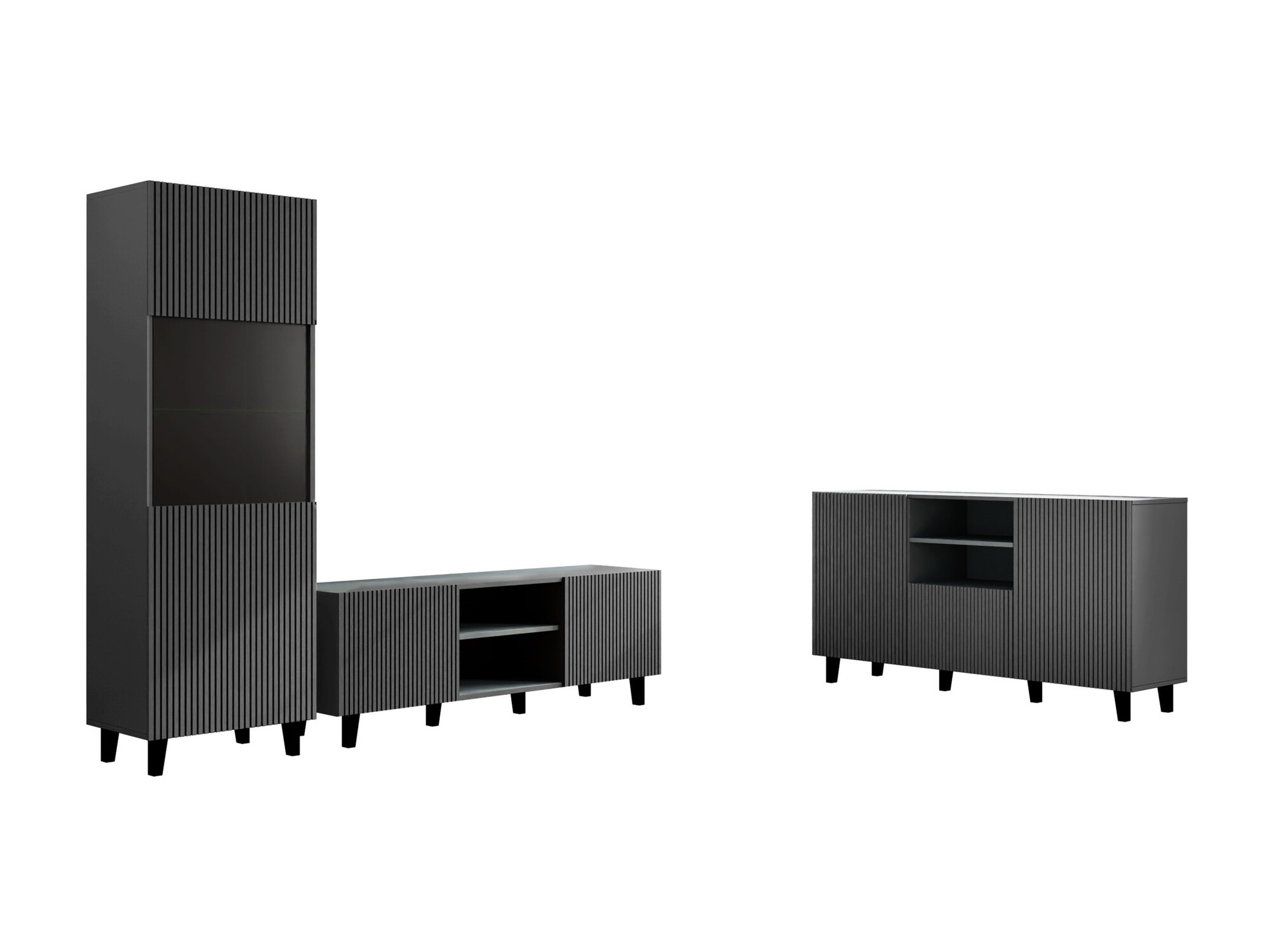 Wohnzimmer-Set Comes I (Anthrazit)