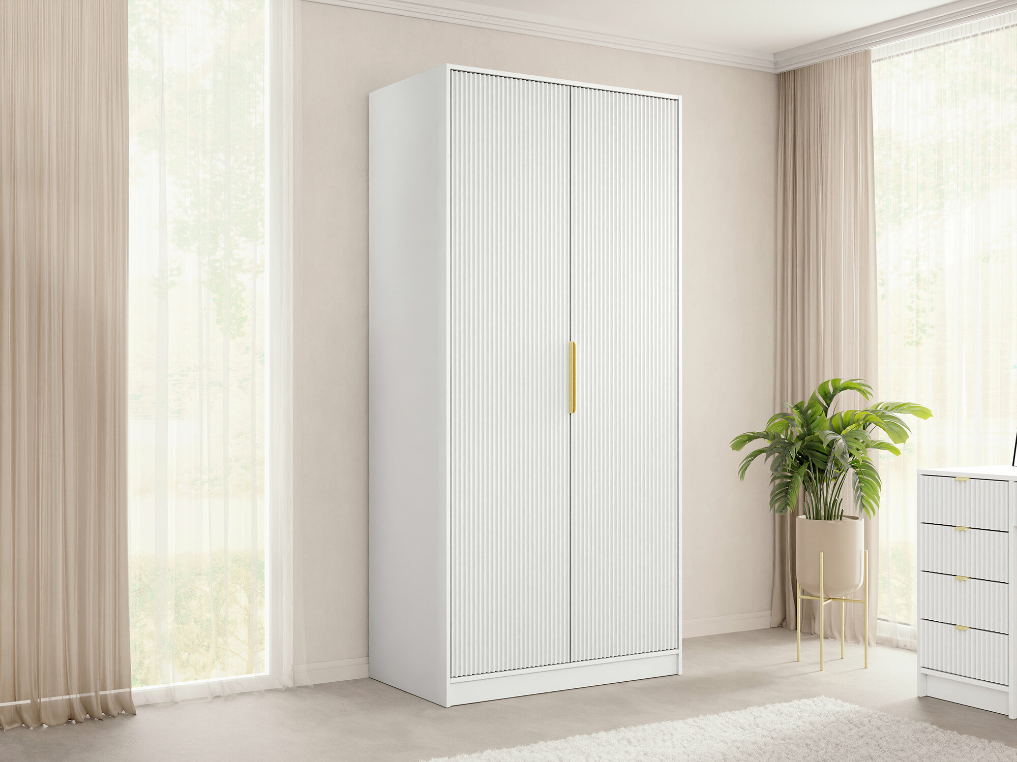 Kleiderschrank Comfivo Larmire 122 (Weiss)