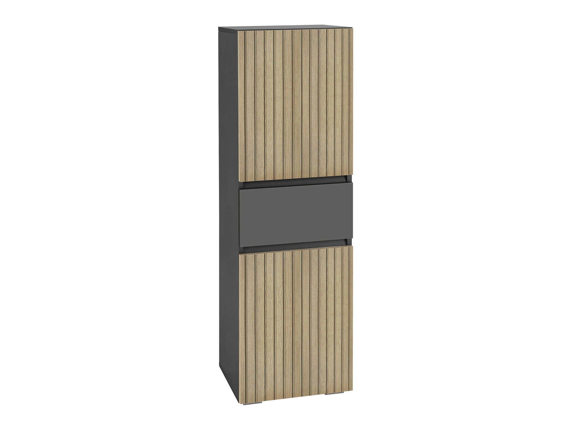 Stehender Badezimmerschrank Soncamu 102 (Anthrazit + Eichenholzoptik hell)