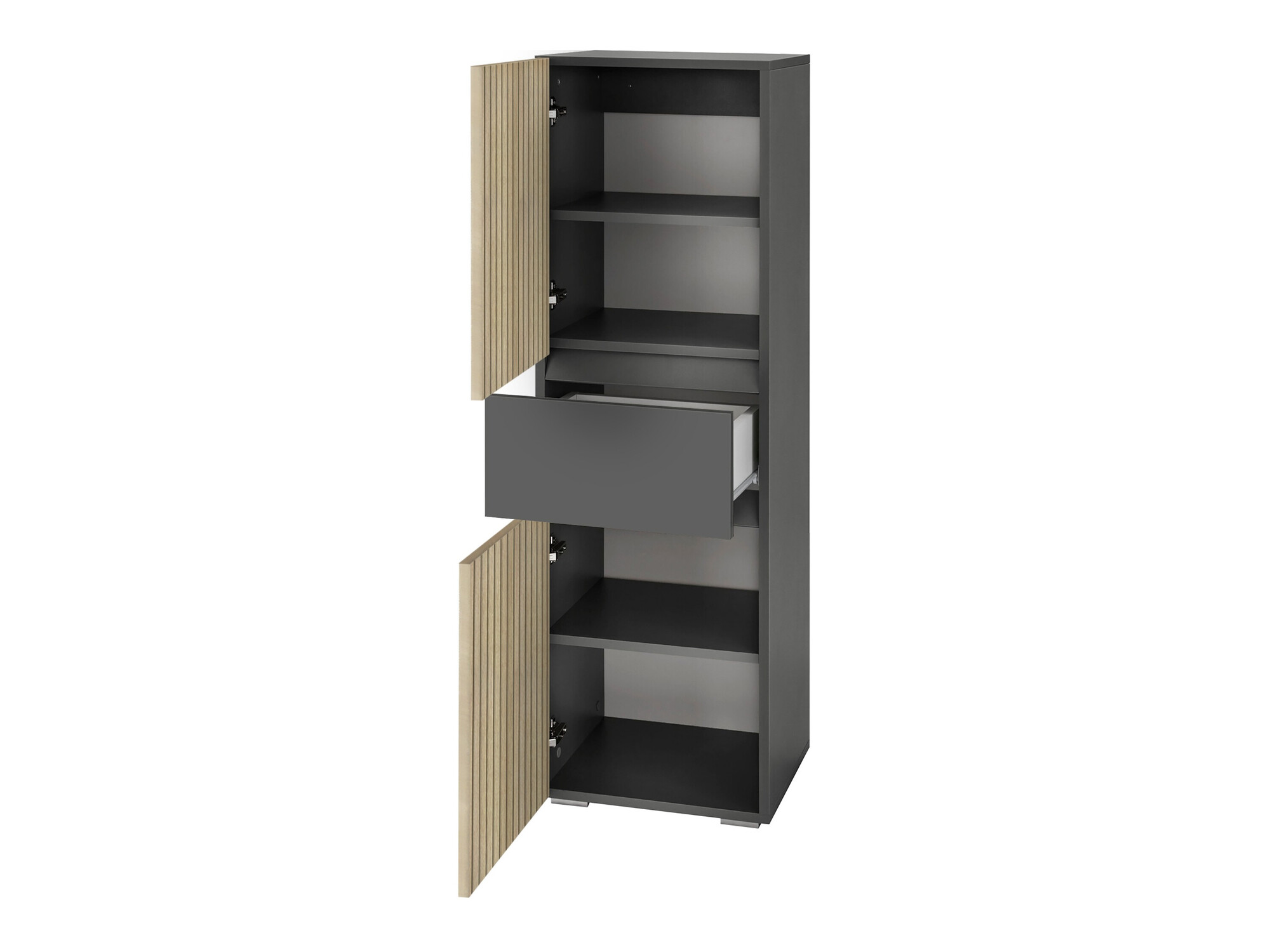 Stehender Badezimmerschrank Soncamu 102 (Anthrazit + Eichenholzoptik hell)