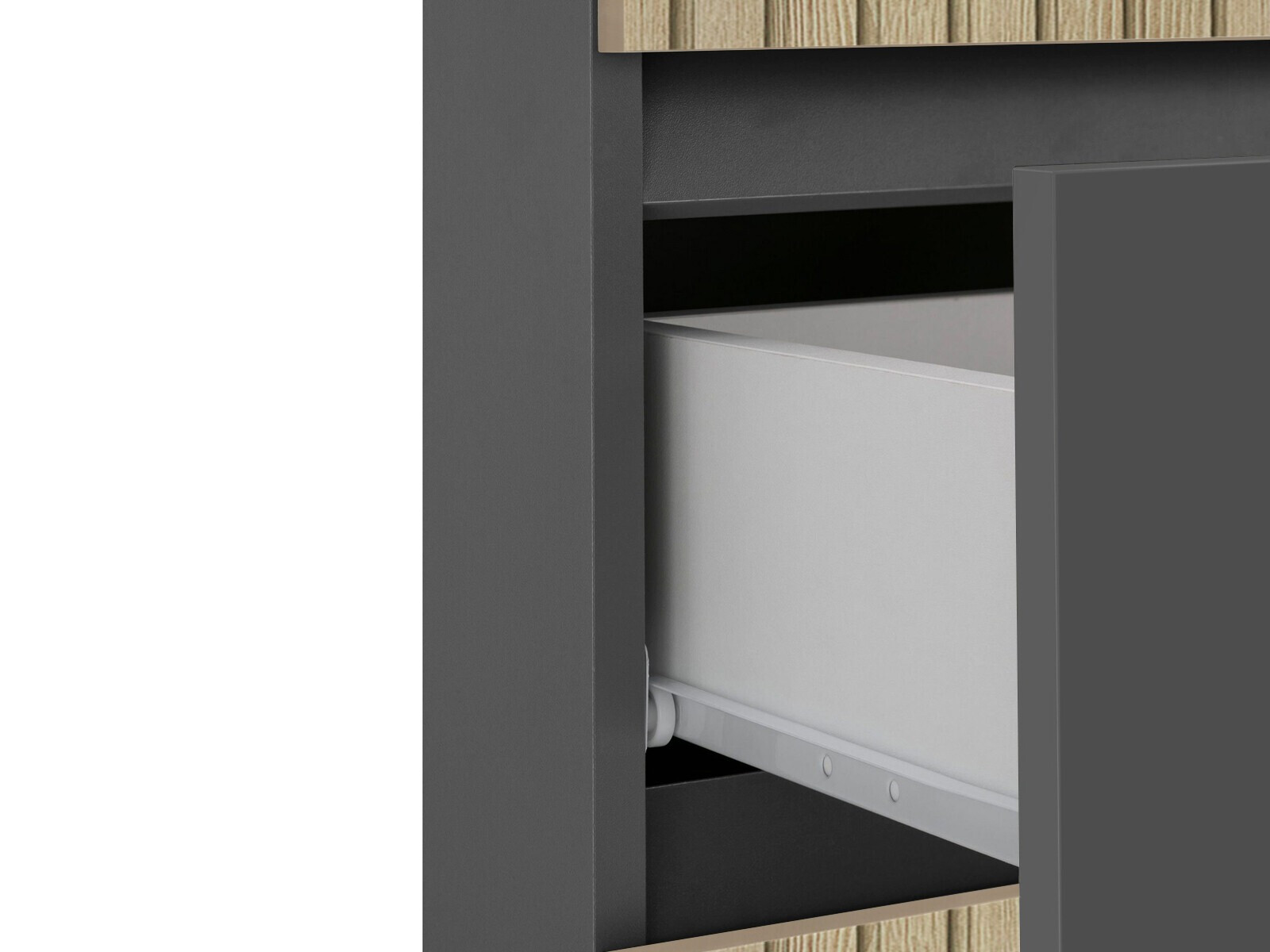 Stehender Badezimmerschrank Soncamu 102 (Anthrazit + Eichenholzoptik hell)