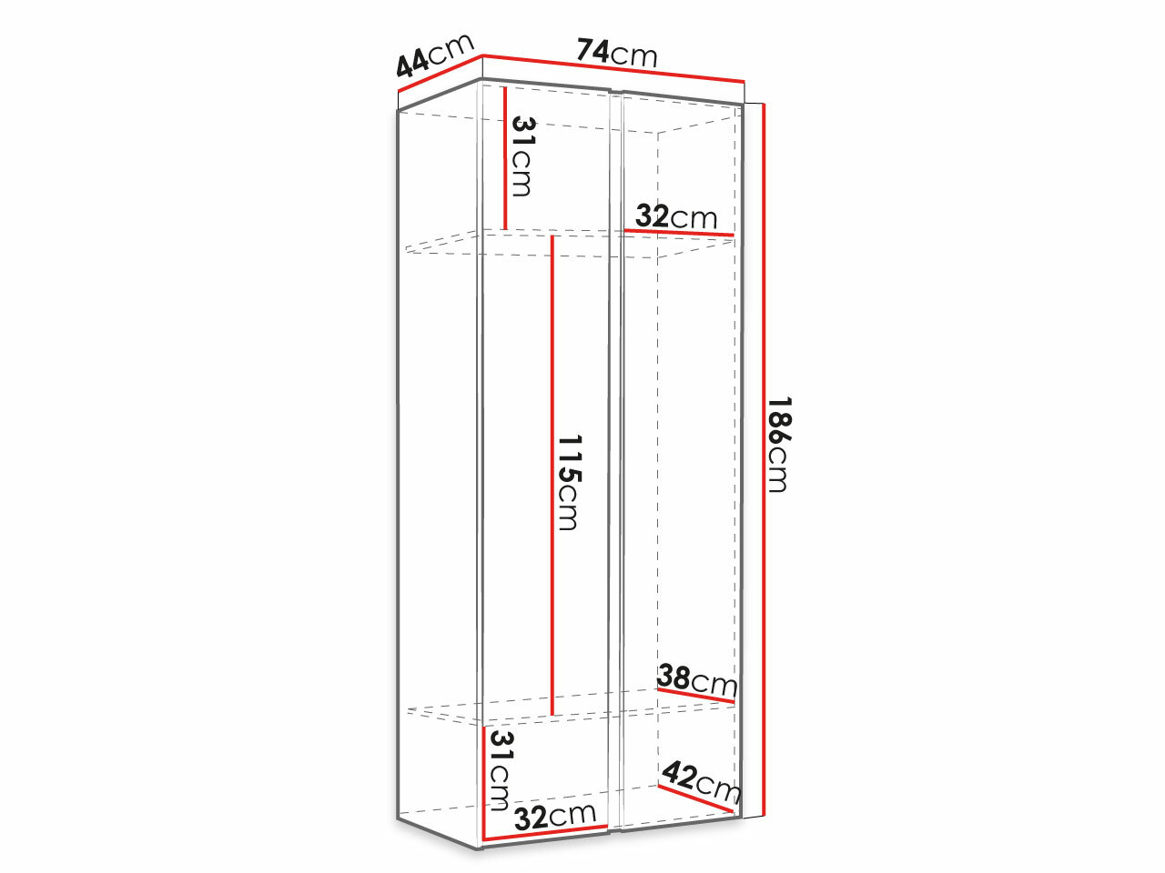Kleiderschrank Pinis I (Graphit)