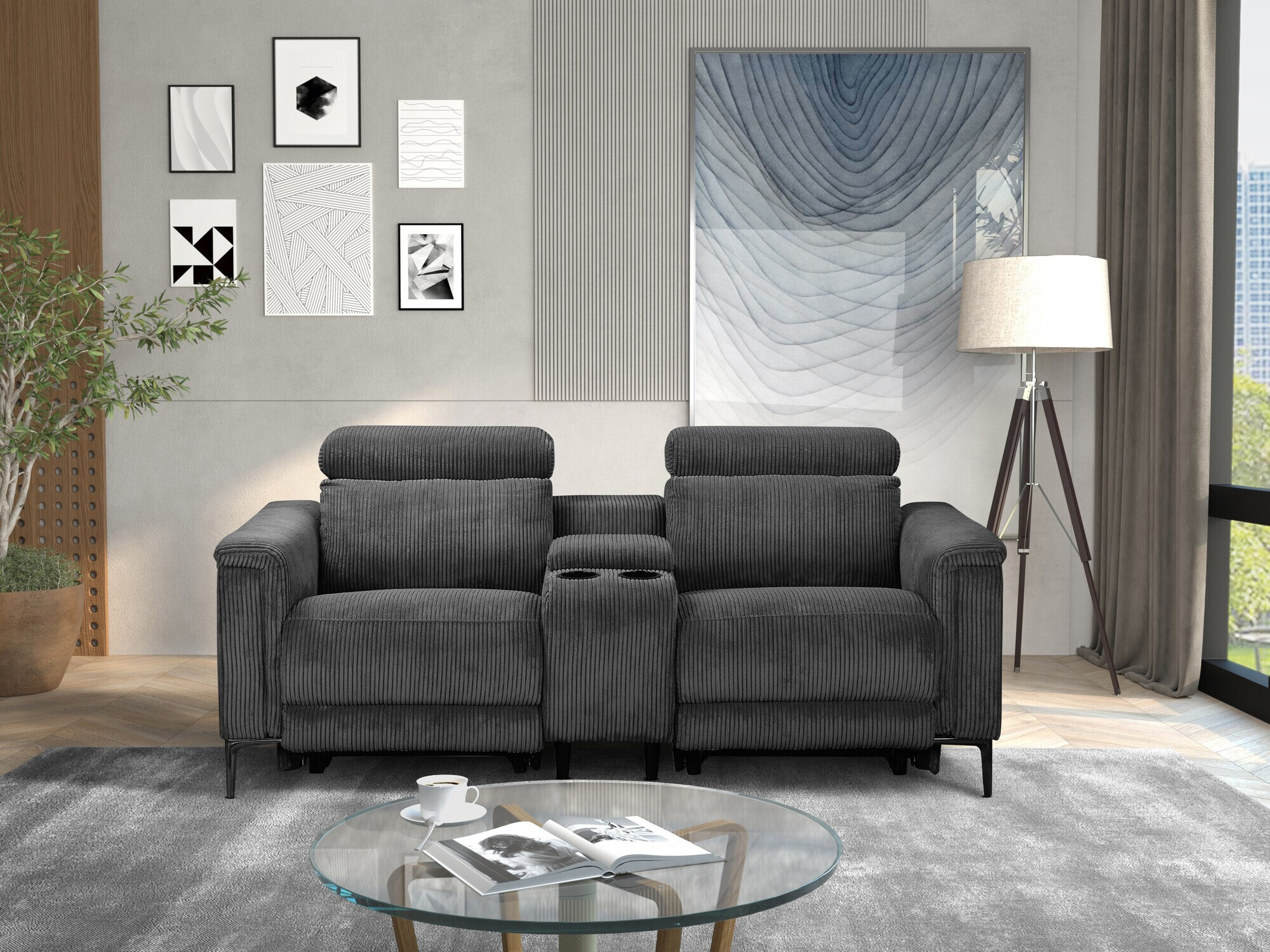 Sofa mit Liegefunktion Evamare 108 (Anthrazit)