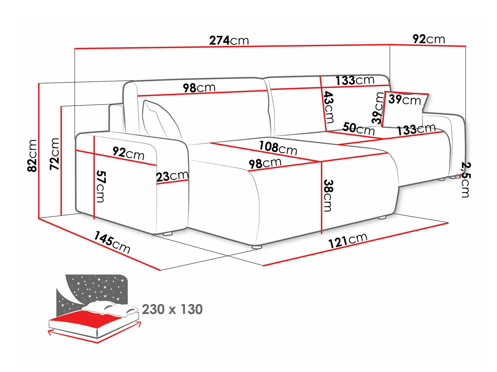 Ecksofa Doctral I (Lima 50)