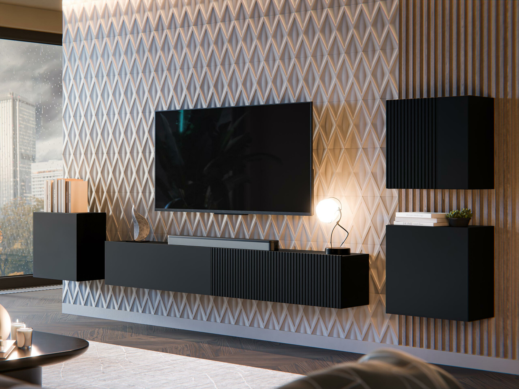 Wohnzimmer-Set Species IV (Schwarz)