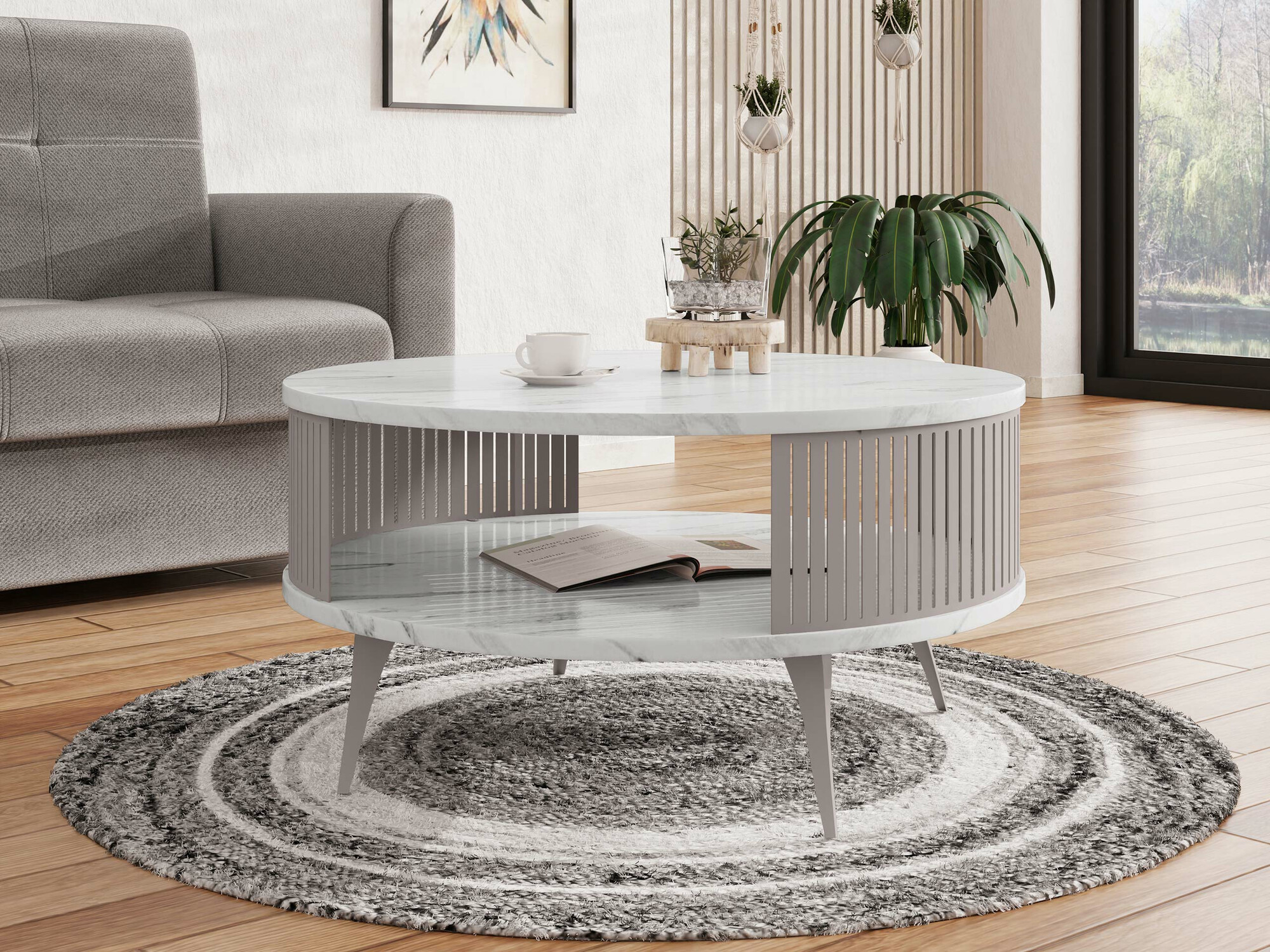 Couchtisch Vitum VI (Kaschmir + Weisser Marmor)