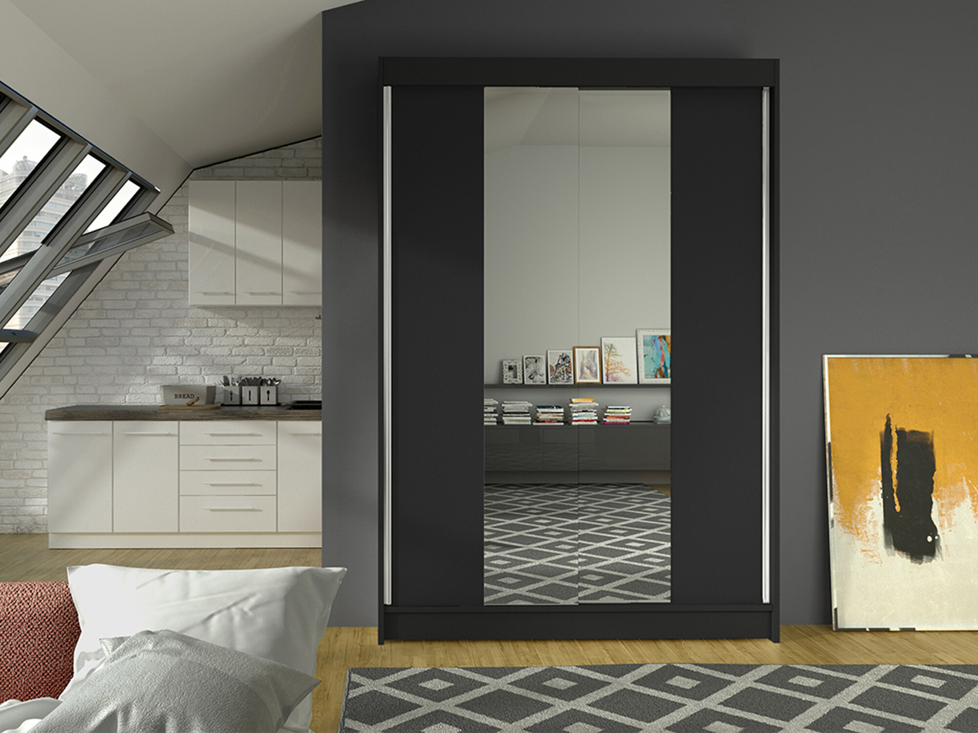 Kleiderschrank Closico Salvor II (Schwarz)