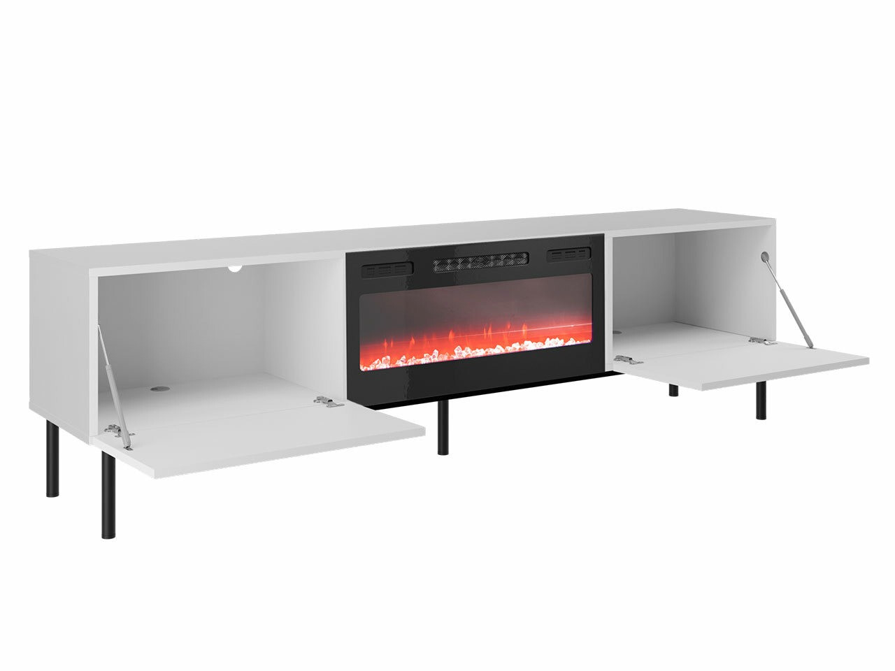 TV-Möbel Charlotte 163 (Weiss + Weiss glänzend + Gold)