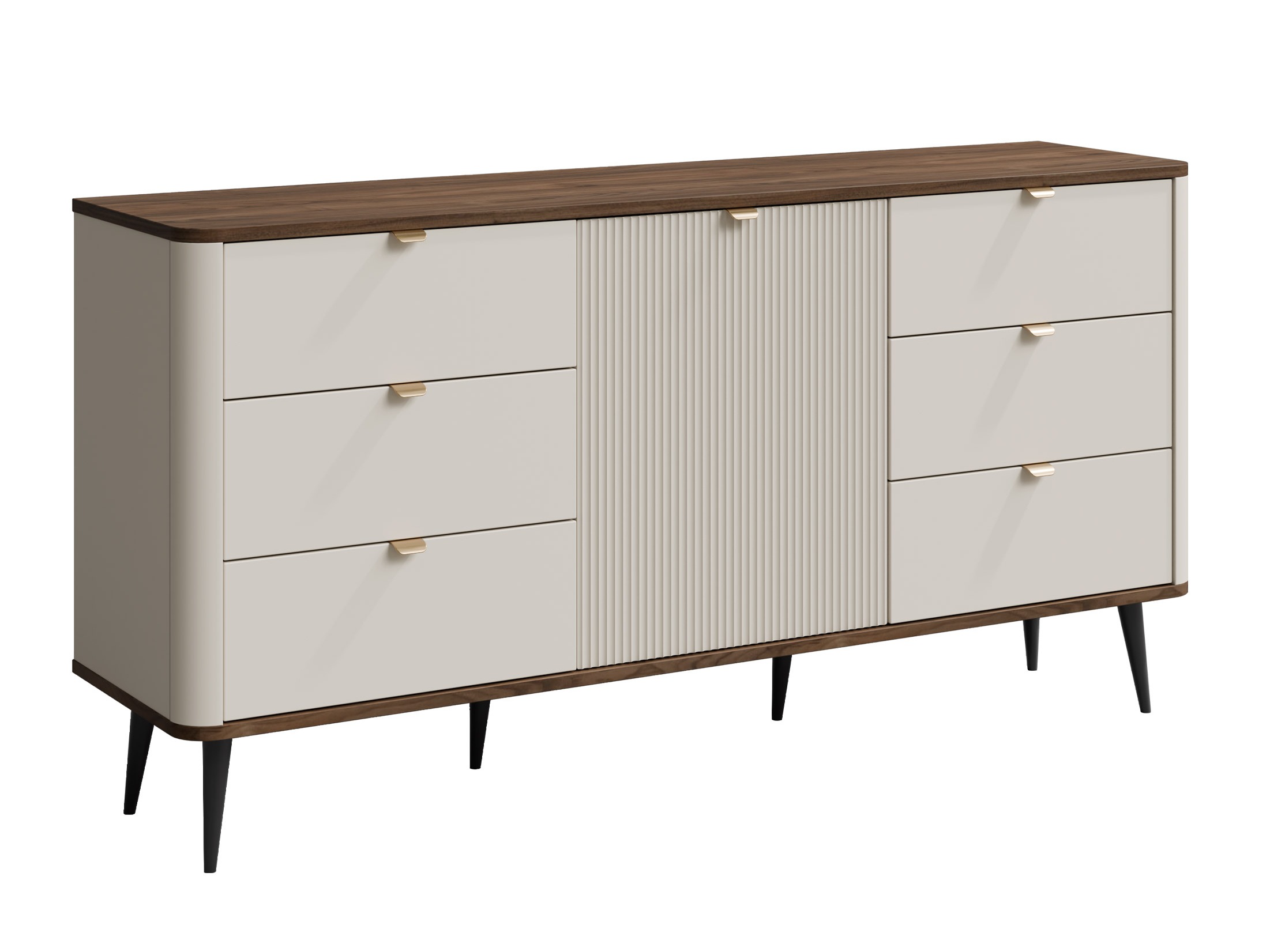 Kommode Lufela 107 (Kaschmir + Walnussholzoptik)