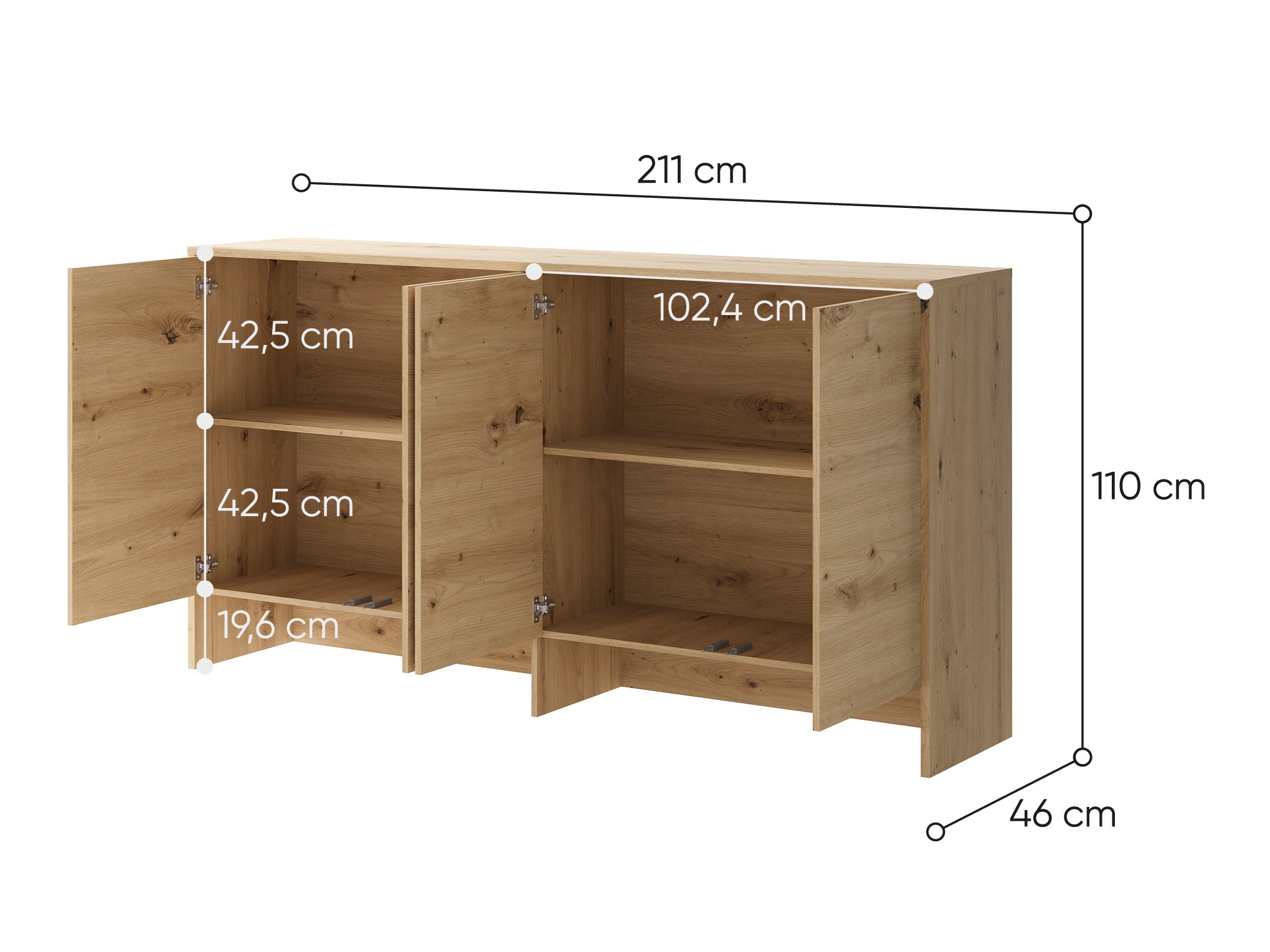 Sideboard Concept Lenart V (Artisan-Eiche)