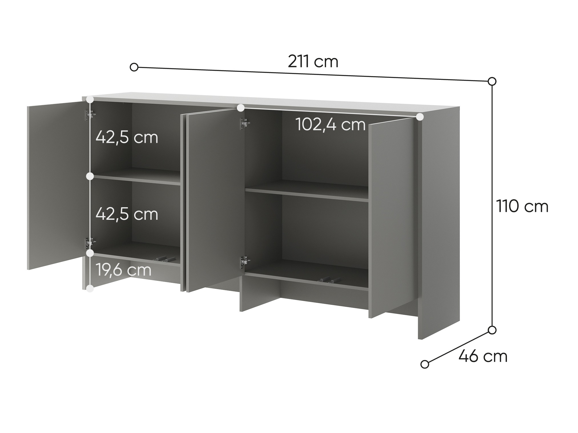 Sideboard Concept Pro Lenart V (Grau)
