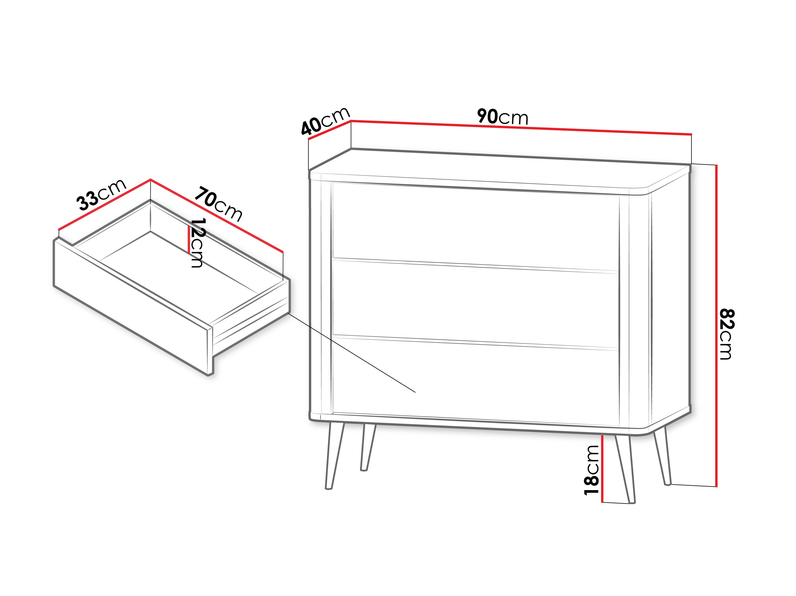 Kommode Lufela 110 (Kaschmir + Walnussholzoptik)