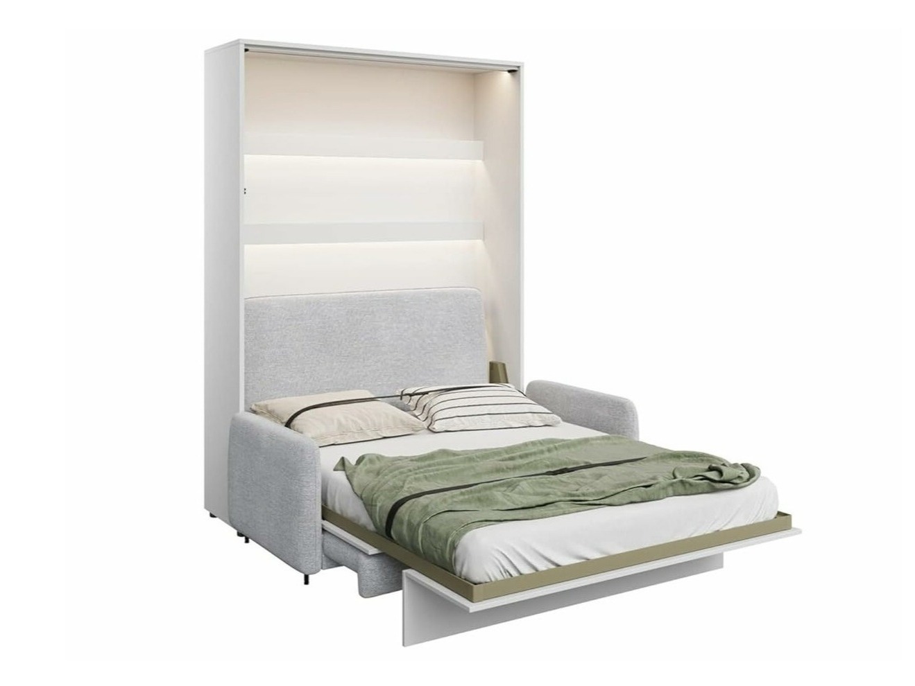 Schrankbett Concept Pro Lenart VII (Weiss glänzend + Grau)