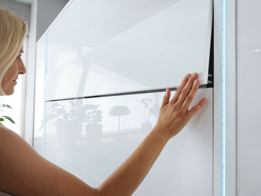 Schrankbett Concept Pro Lenart VII (Weiss glänzend + Grau)