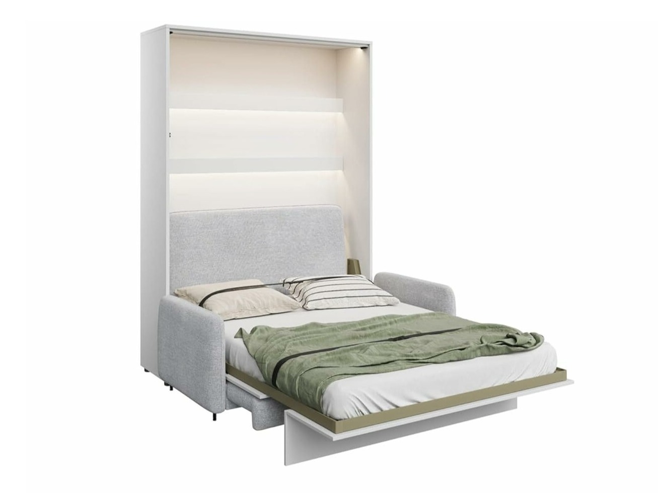 Schrankbett Concept Pro Lenart VII (Weiss + Grau)