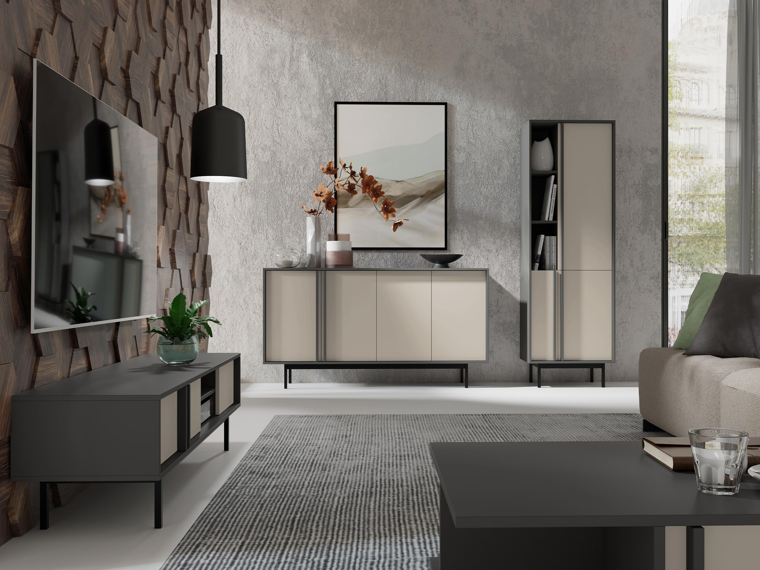 Wohnzimmer-Set Levali 115 (Beige)