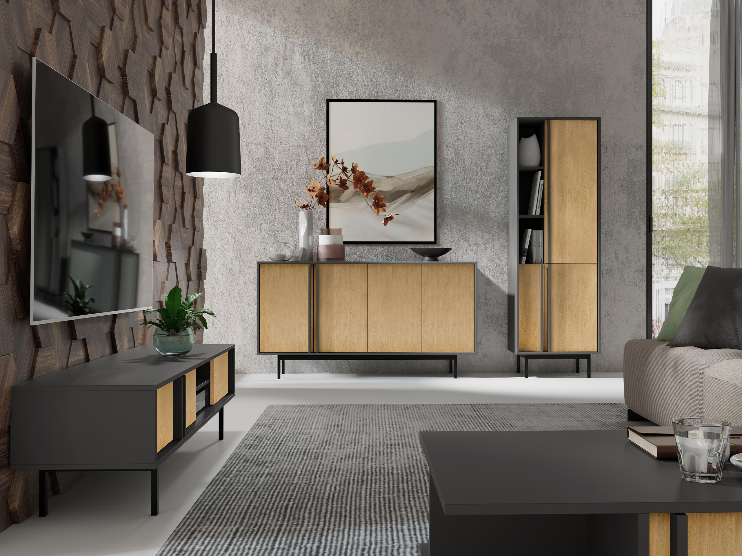 Wohnzimmer-Set Levali 115 (Eiche)