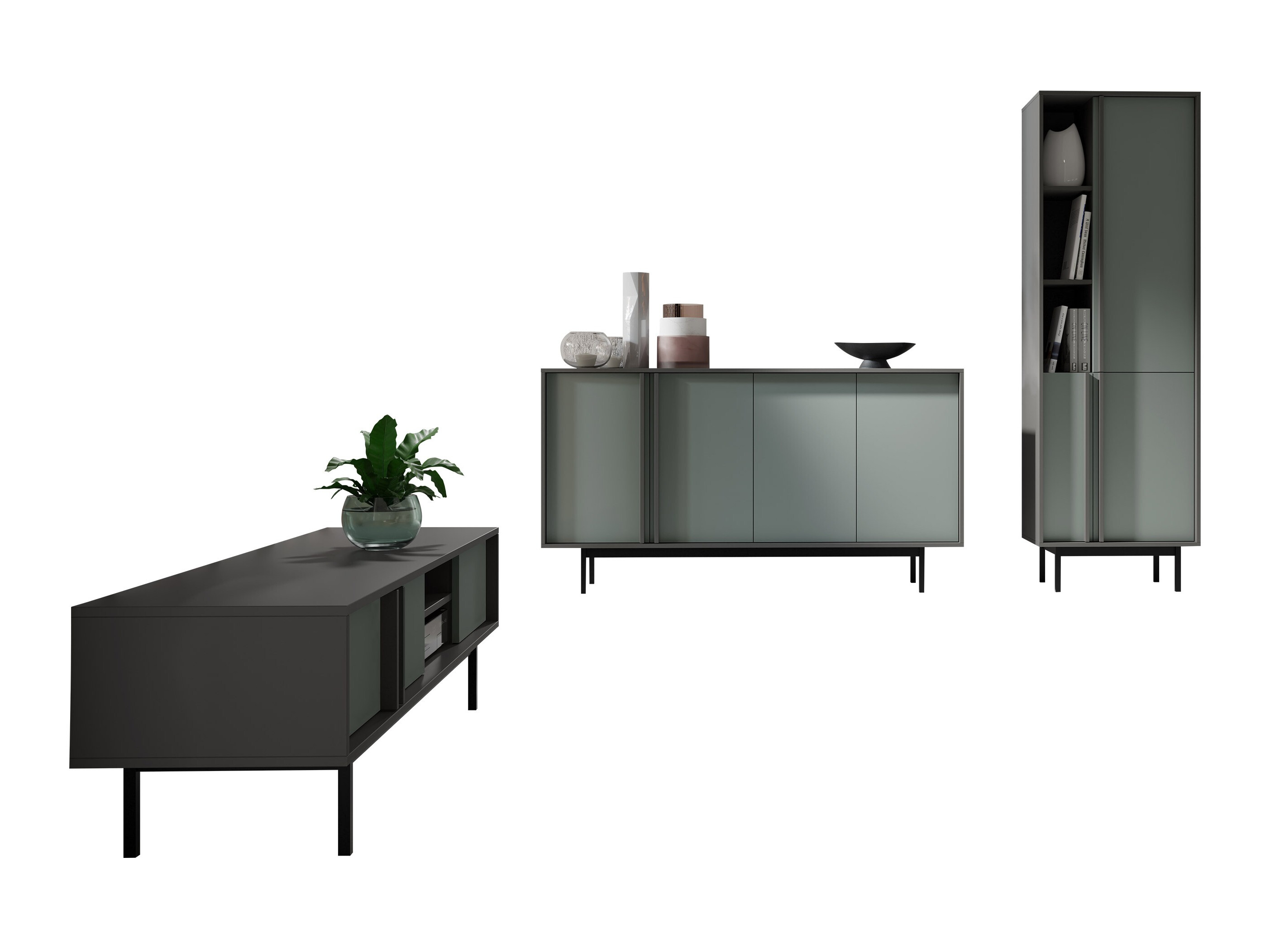 Wohnzimmer-Set Levali 115 (Staubiges Grün)